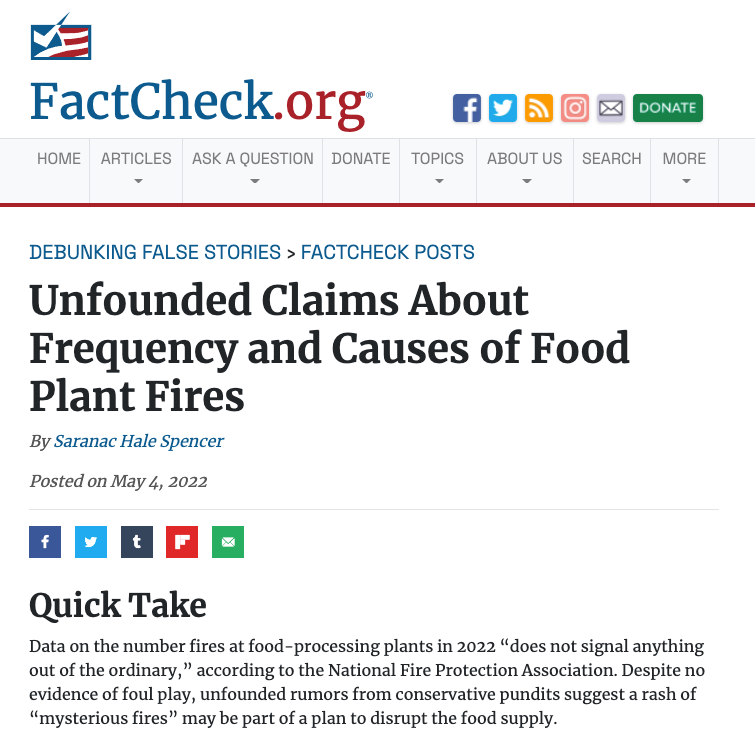 The Mysterious Food Processing Plant Fires & Livestock Deaths Conspiracy