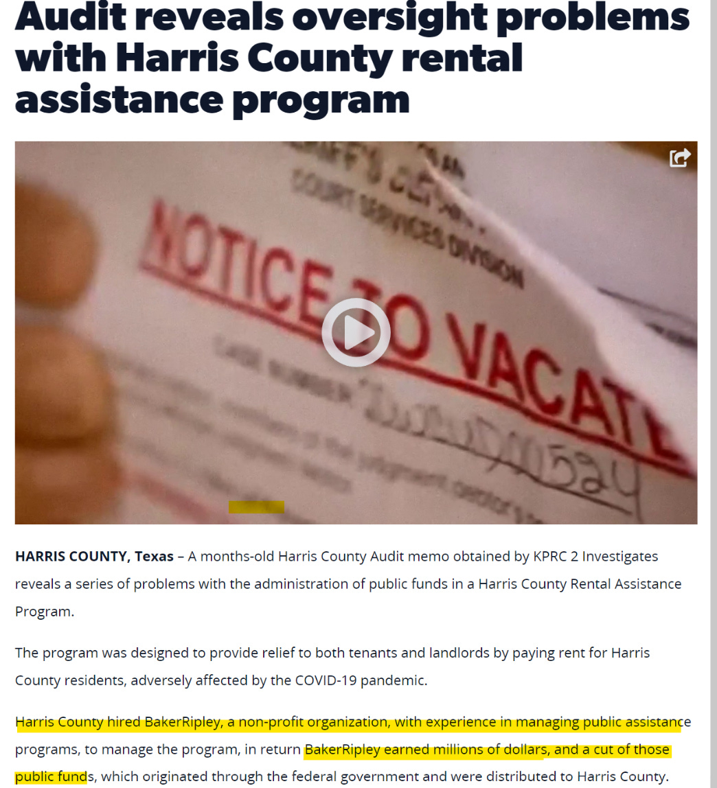 Harris County Auditors site Experiences *Glitch* Scrubbing all Payments from March 2020 Onwards