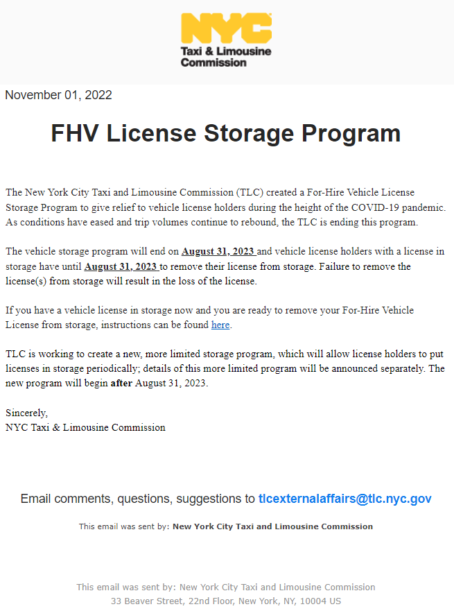 ⌛ As TLC Plate Storage Ends, Scramble To Keep FHV Licenses Active