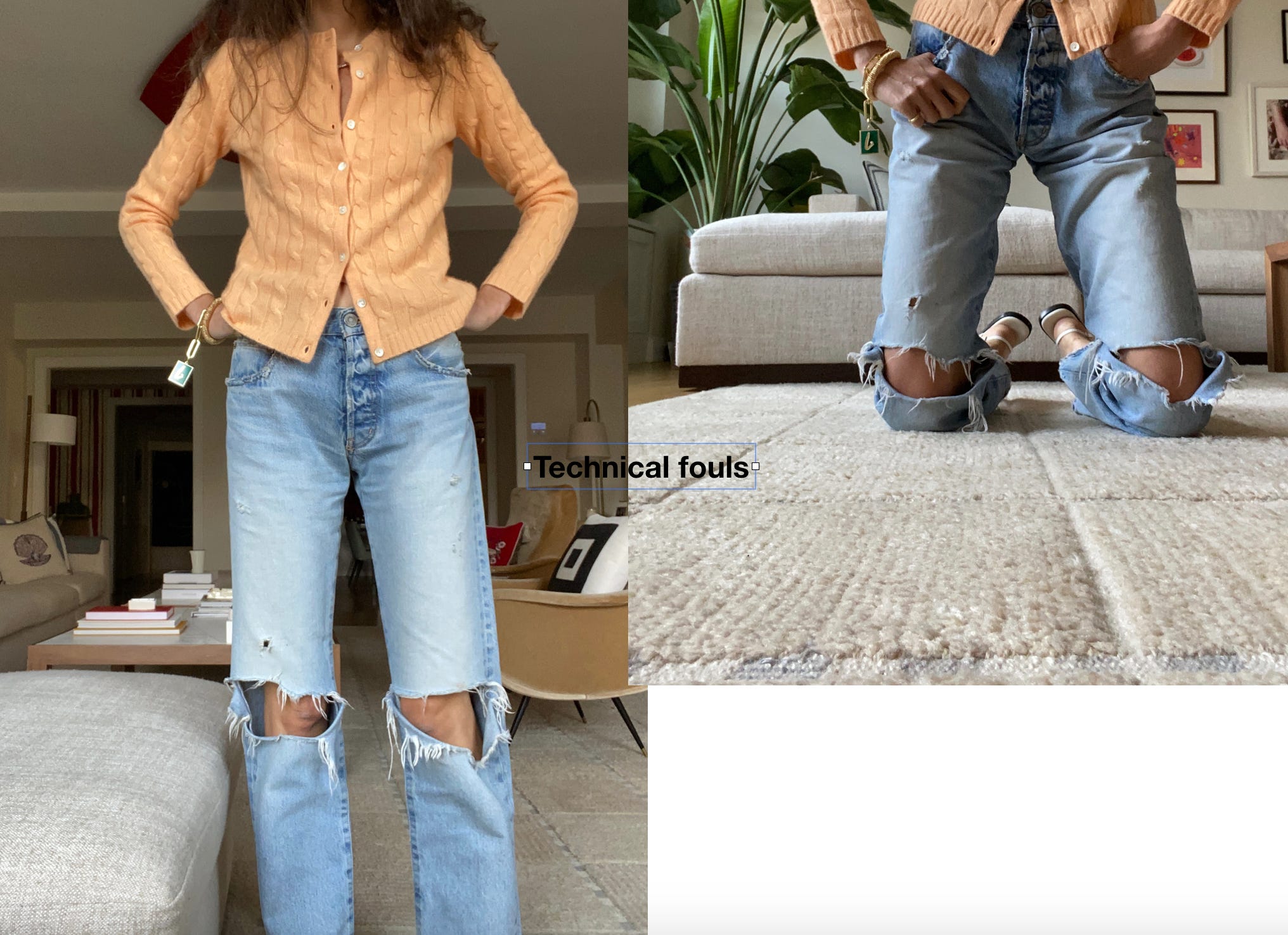 Ripped jeans cheap below the knee