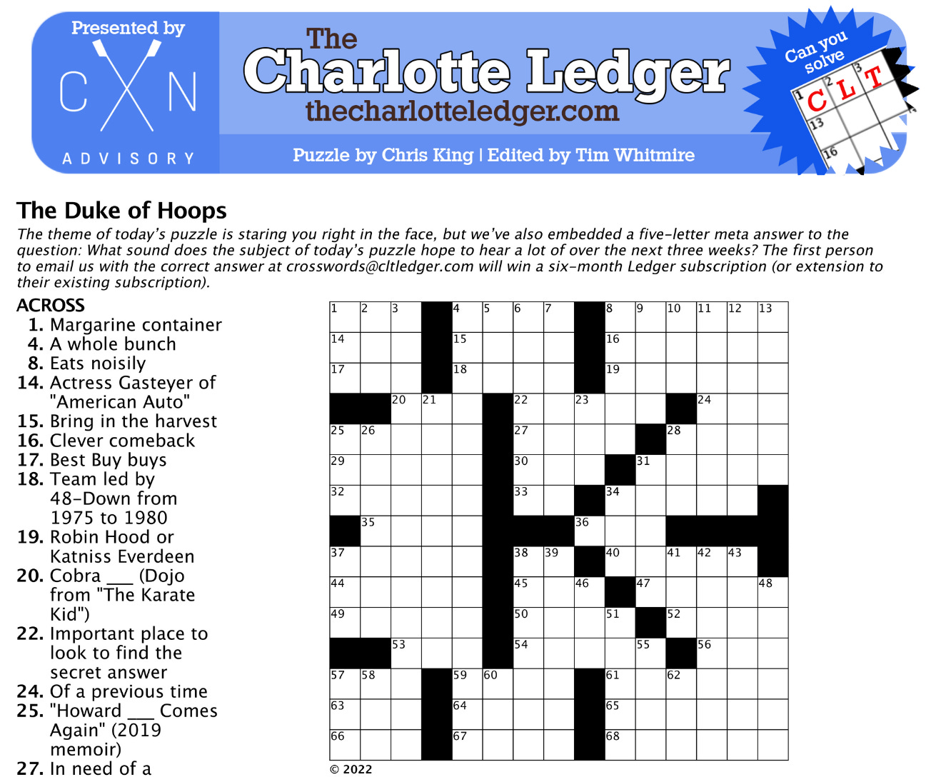 Charlotte Ledger Crosswords The Charlotte Ledger
