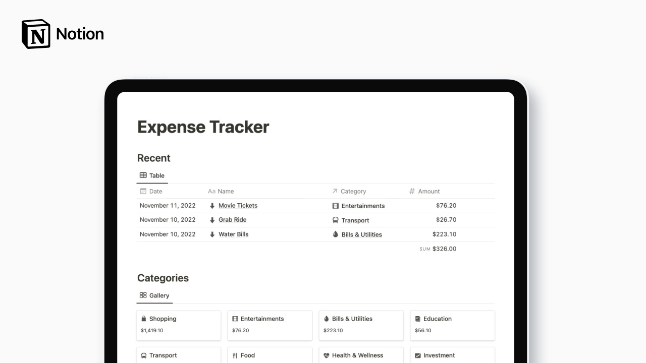 Free Expense Tracker Template By Easlo The Notion Club