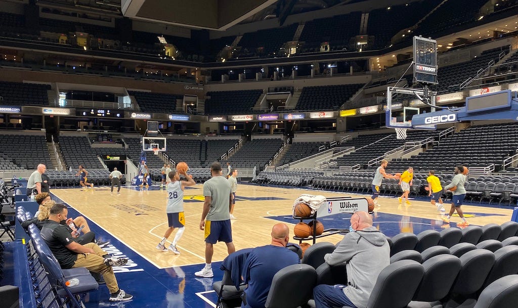 Pacers practice at The Fieldhouse and may 'have a different look' in