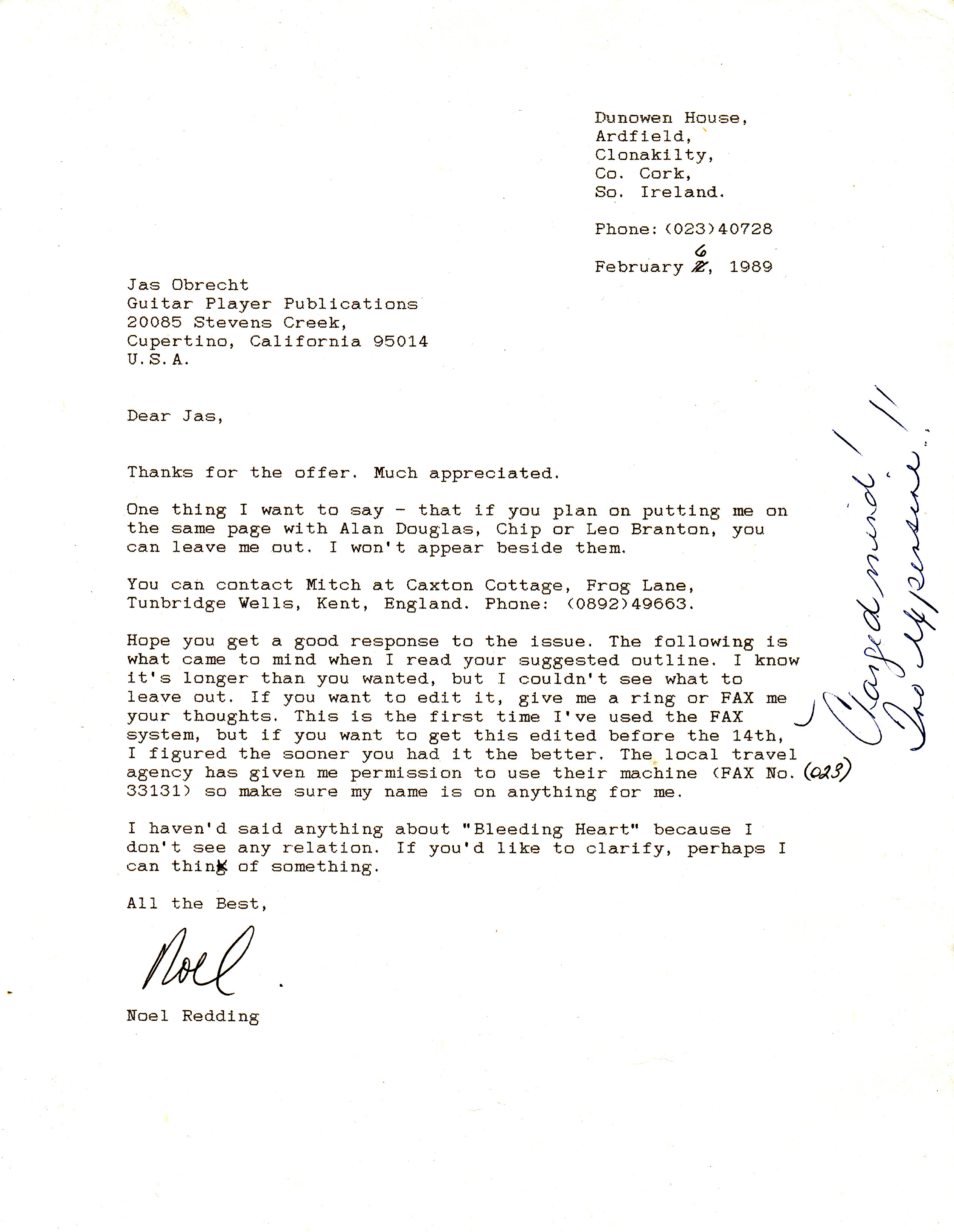 Noel Redding on Jimi Hendrix's "Red House"