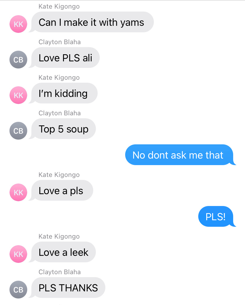 potato leek soup by Alison Roman a newsletter