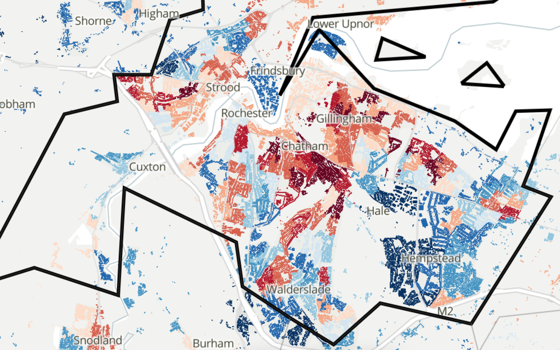 Deprivation in Medway is literally all over the place