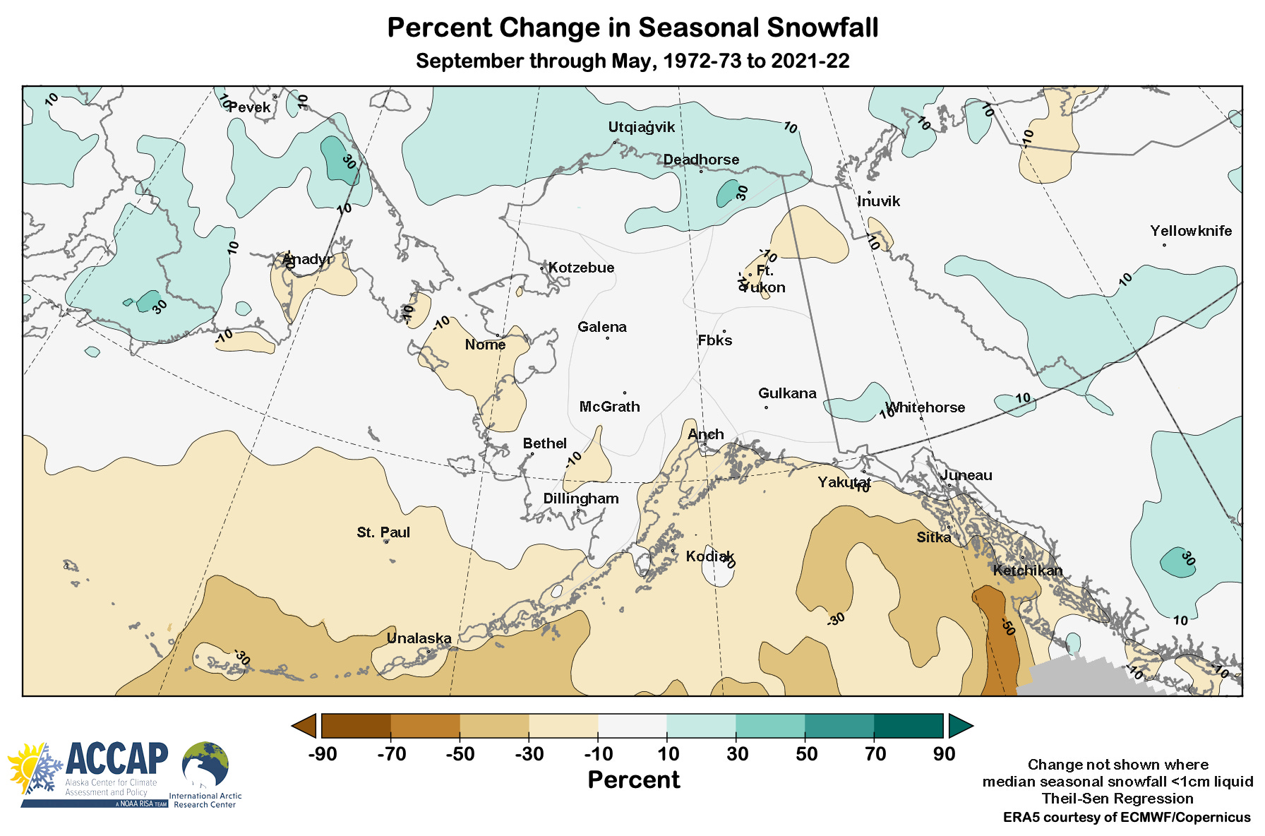 Alaska Snowfall Trends by Rick Thoman