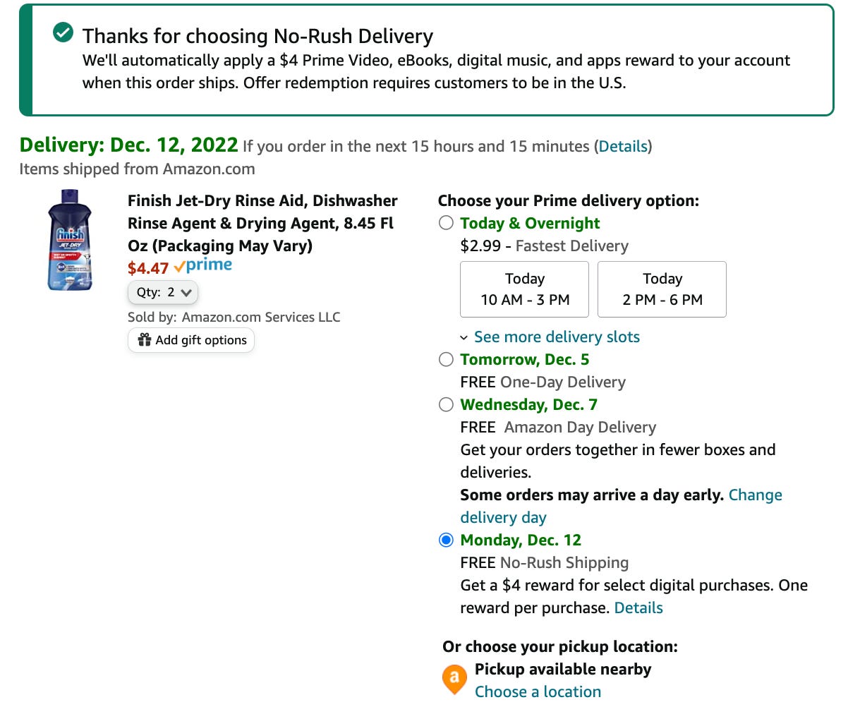 Amazon NoRush Shipping Credits for Fun and Profit