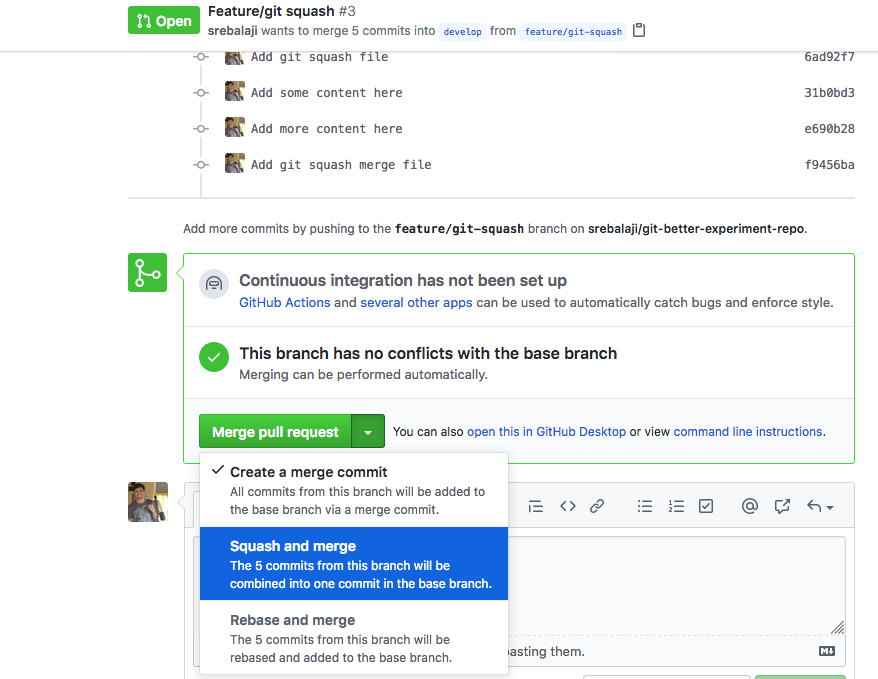 How to squash git commits by Srebalaji Thirumalai