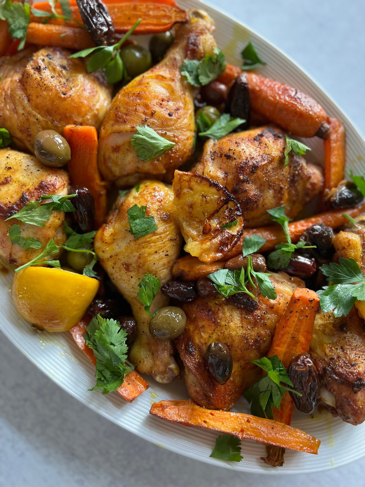 A sheetpan "tagine" recipe for a weeknight trip to Morocco