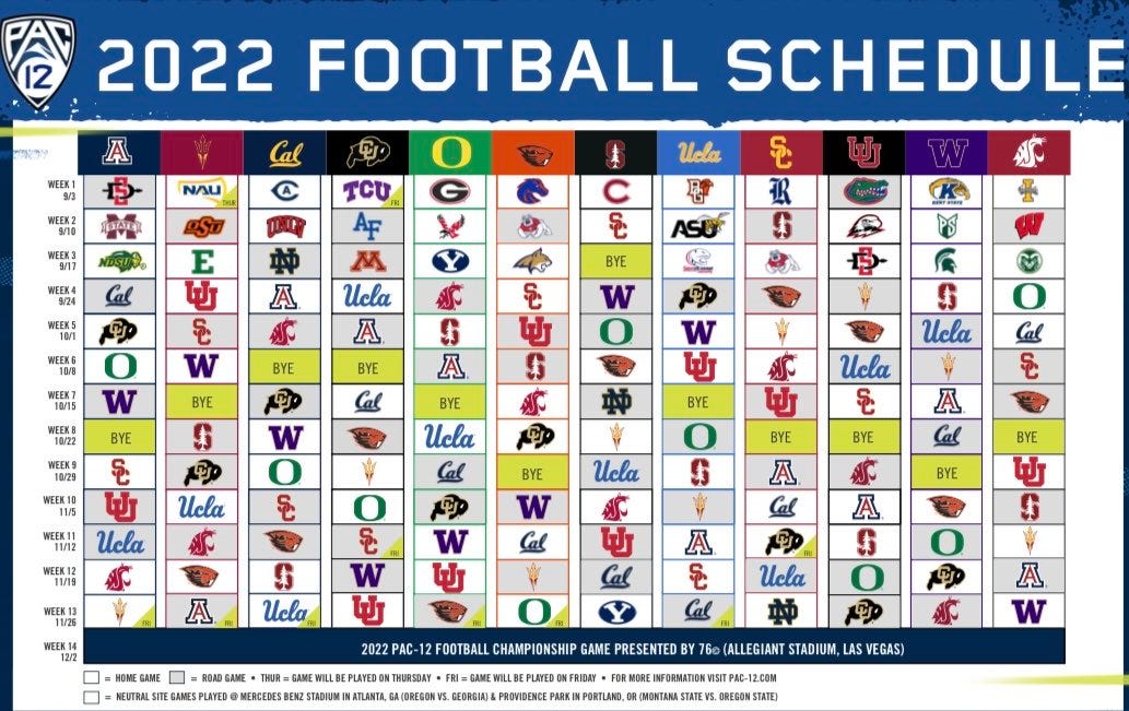 Pac 12 on sale football schedule