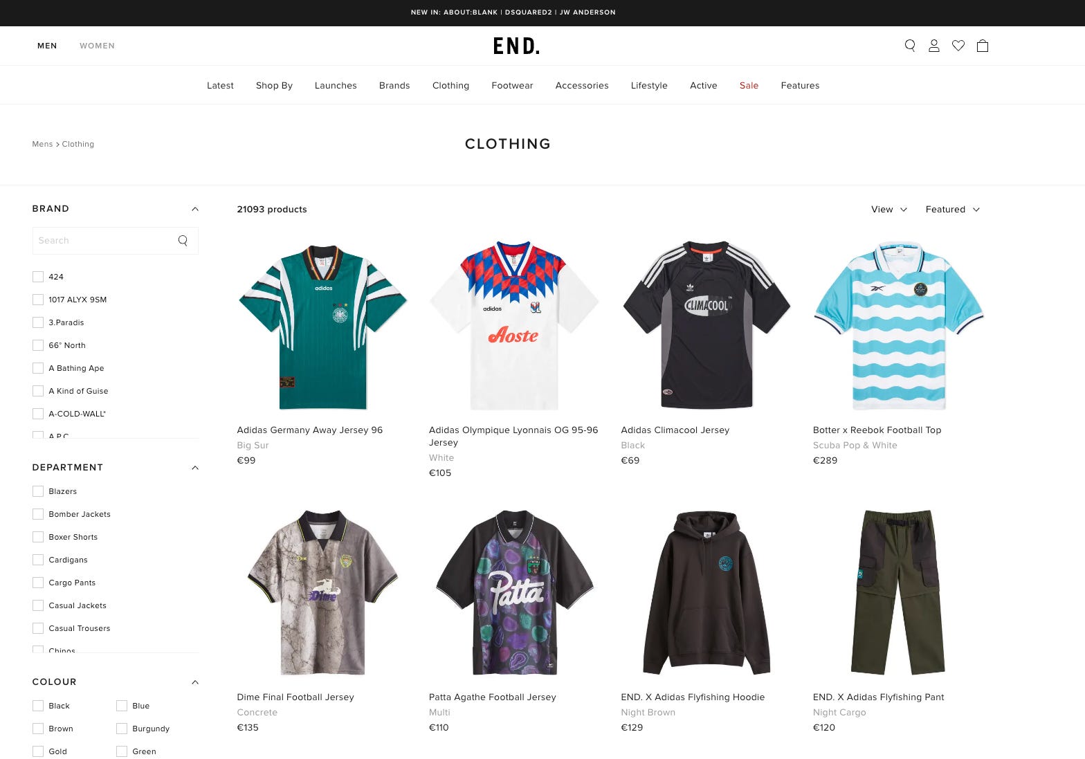 Websites like endclothing outlet