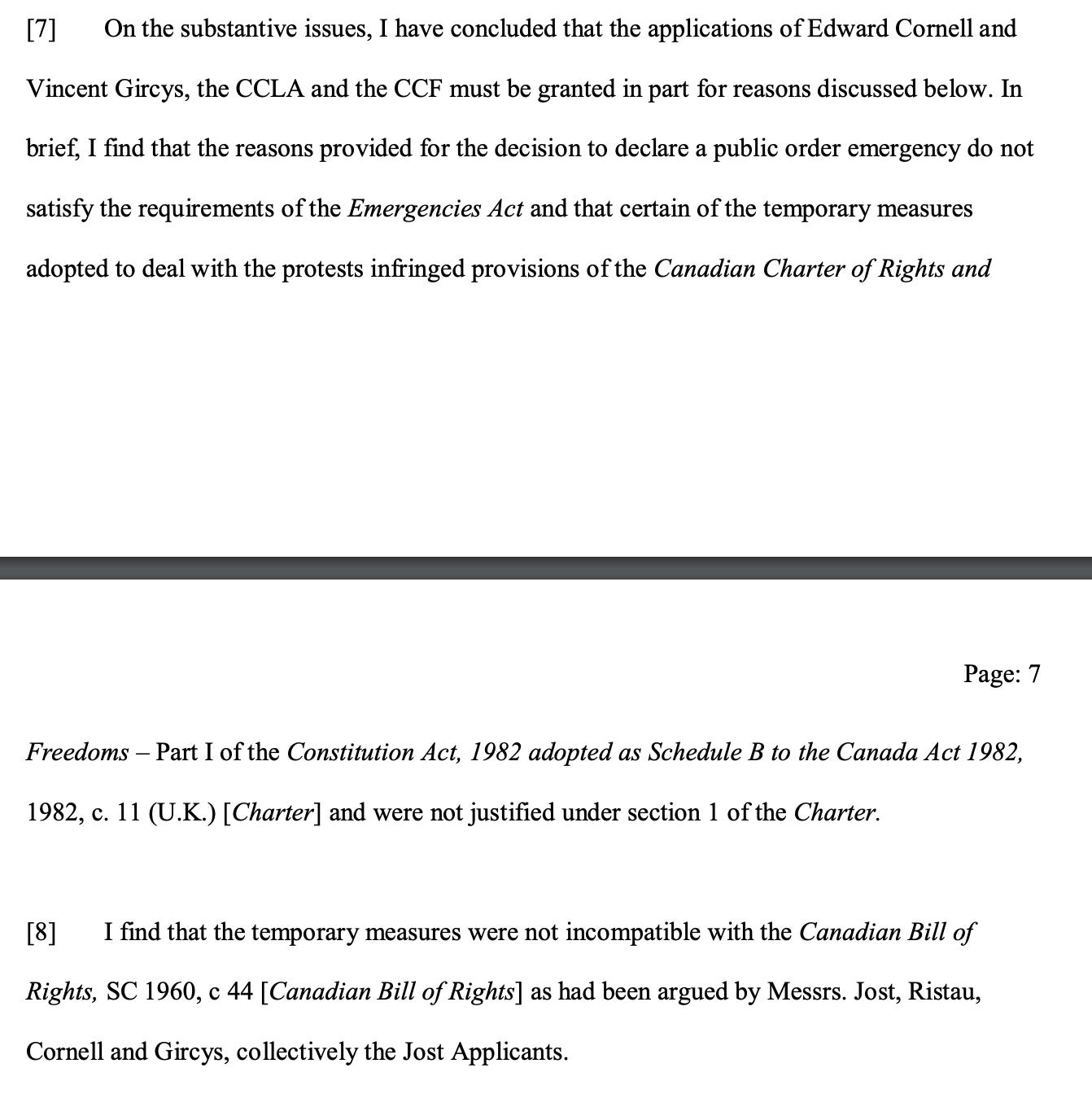 BREAKING NEWS EMERGENCIES ACT NOT LEGAL