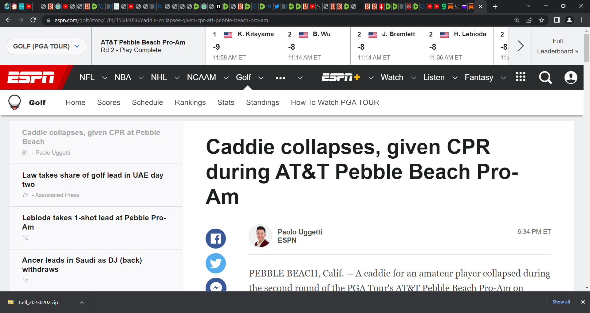 Golf caddie collapses, given CPR during AT&T Pebble Beach ProAm; so t Dr. Paul Alexander
