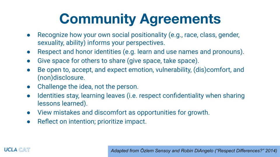 Encouraging student discussions with shared community agreements