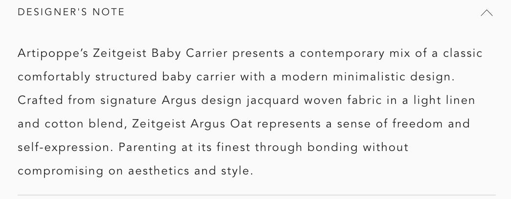 Do you have a zeitgeisty baby carrier by Sara Petersen