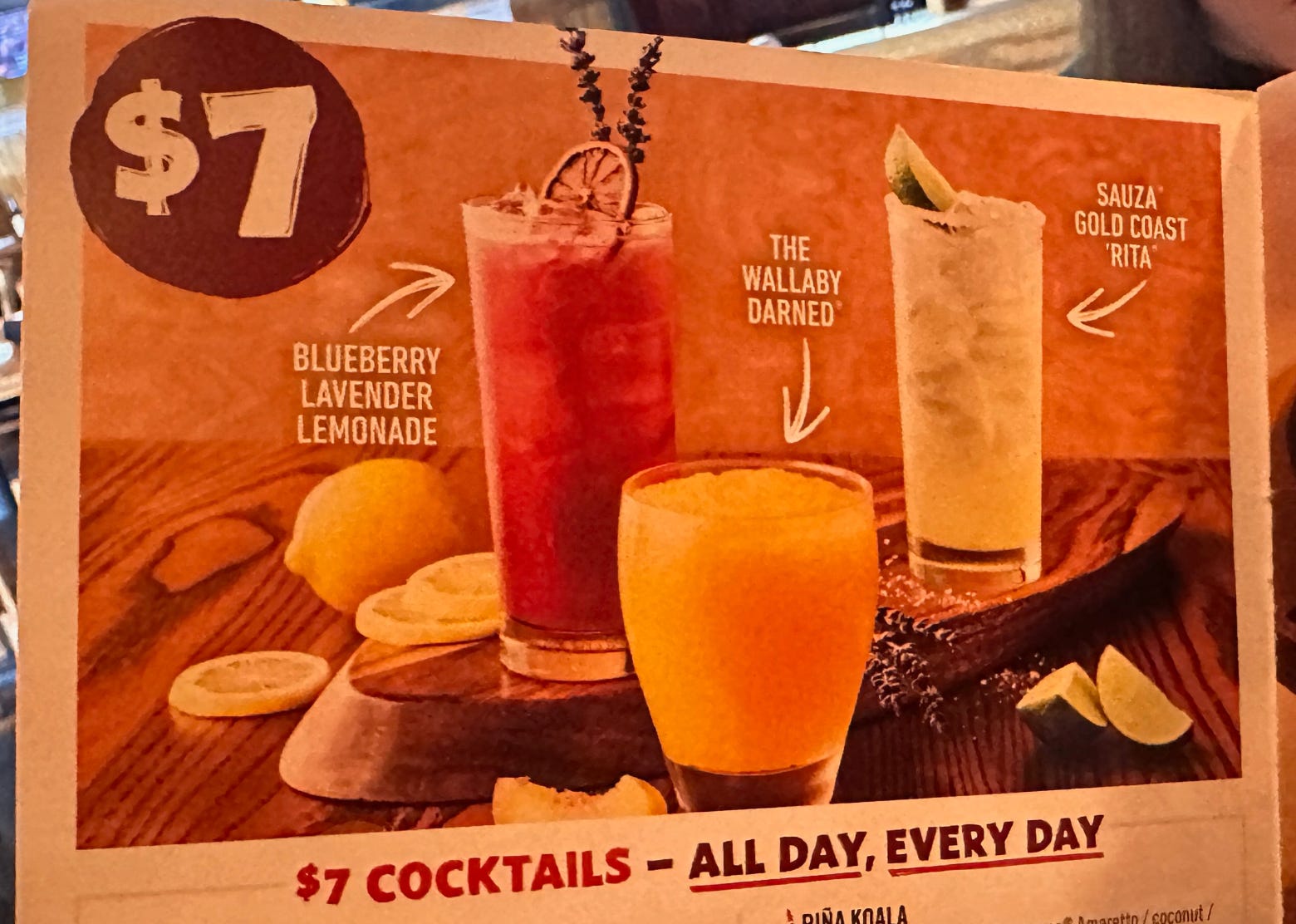 Outback steakhouse drink menu deals