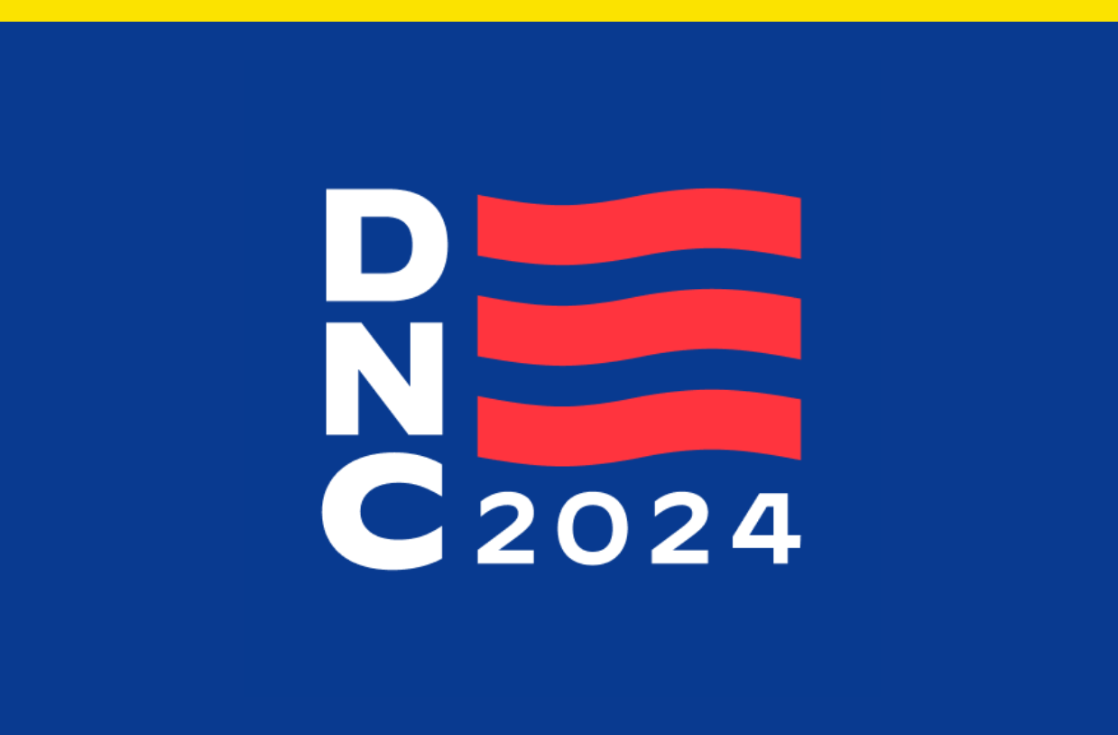The DNC 2024 logo puts Biden at the center