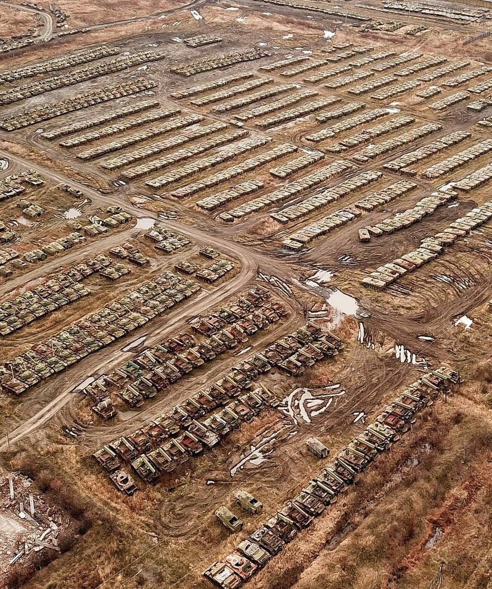 Behold the Mighty Russian Reserve Tank Fleet.