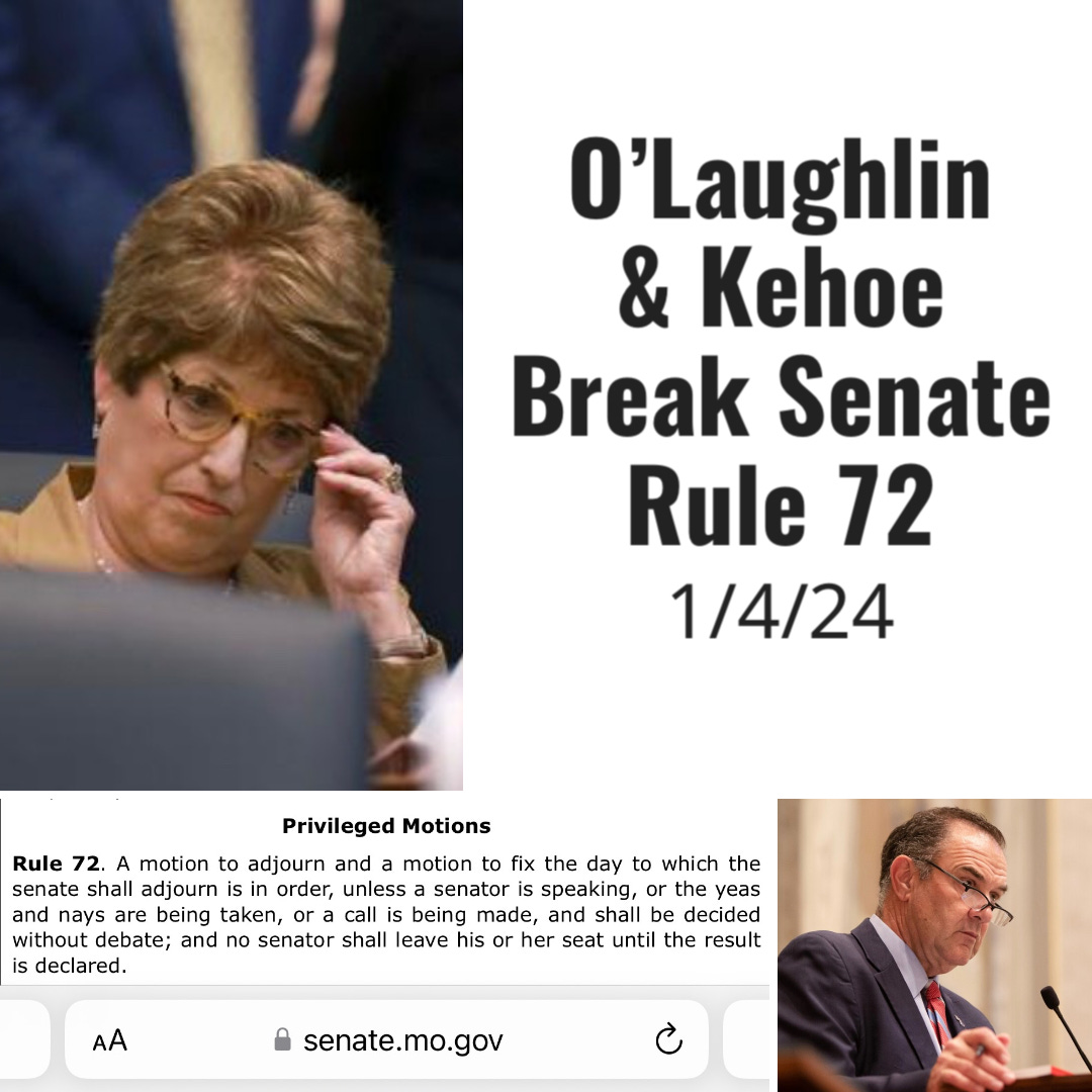 O’Laughlin & Kehoe break Senate Rule No. 72, Jan. 4th.