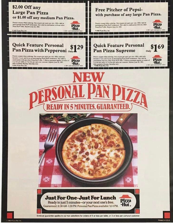 Pizza hut personal online pan pizza