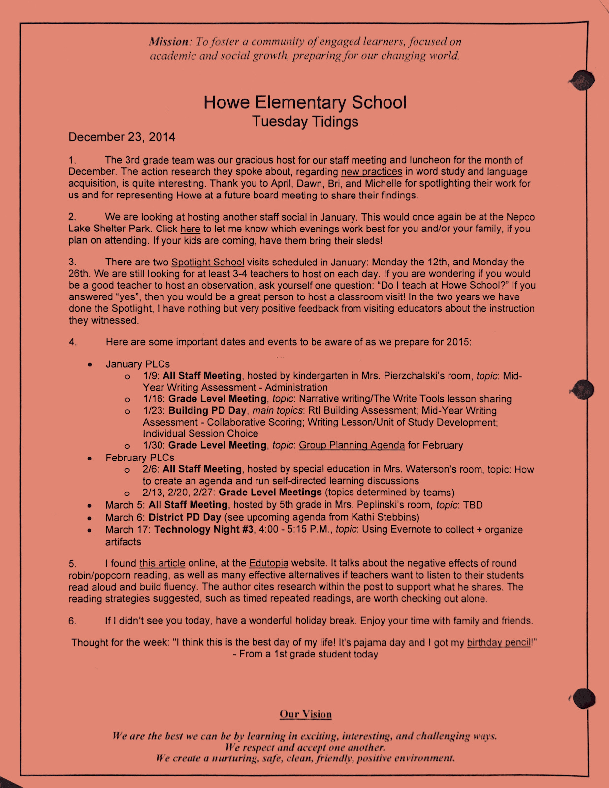 How to write a weekly staff newsletter that at least 80% of teachers