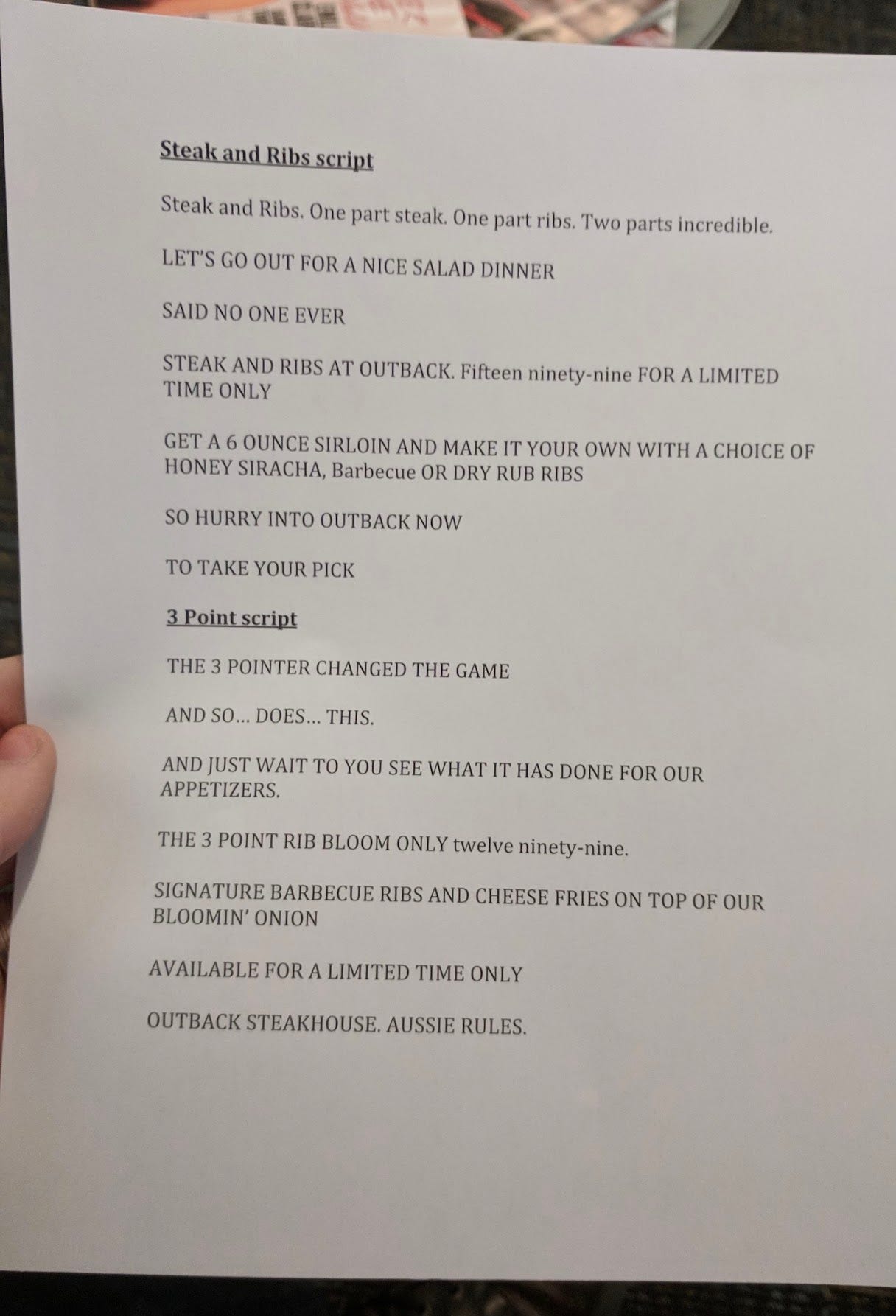 Outback menu to shop go