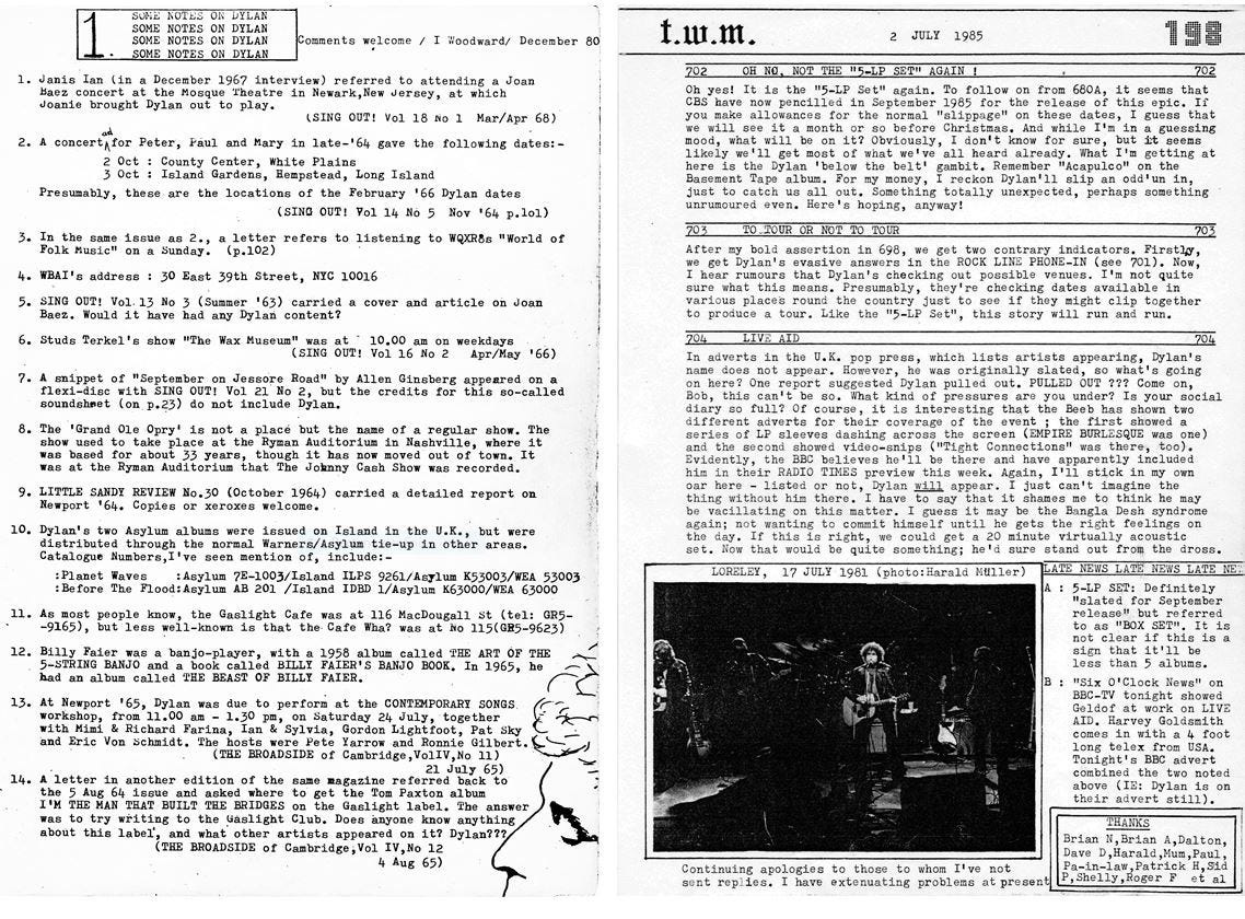 The Story of The Wicked Messenger, The First Bob Dylan Newsletter