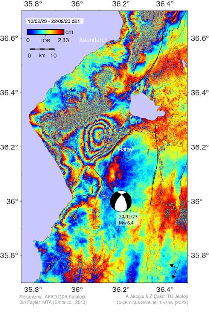 Satellite observations reveal surface deformation caused by M6.4 ...