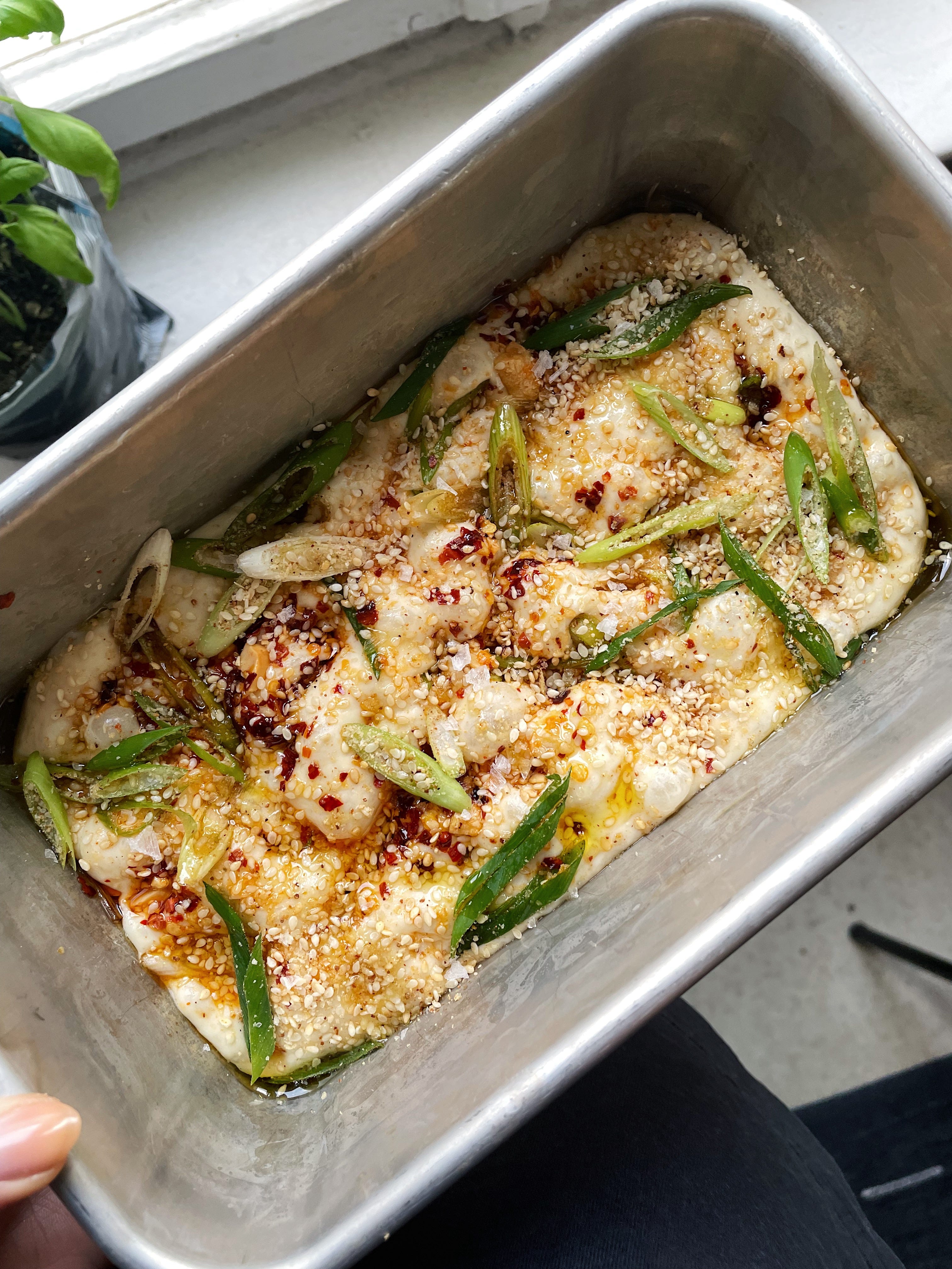 Chili Crisp Loaf Pan Focaccia Darn Good by Devan Grimsrud