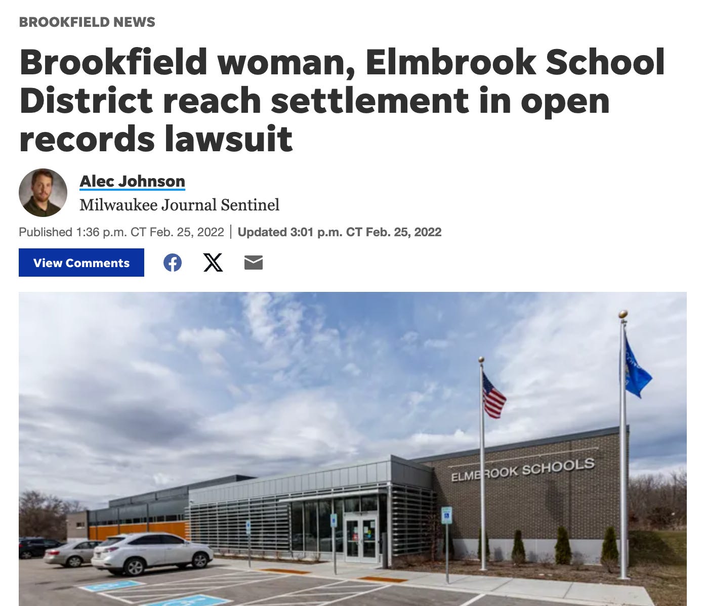 Elmbrook Settles Another Lawsuit; Taxpayers Pay for the District