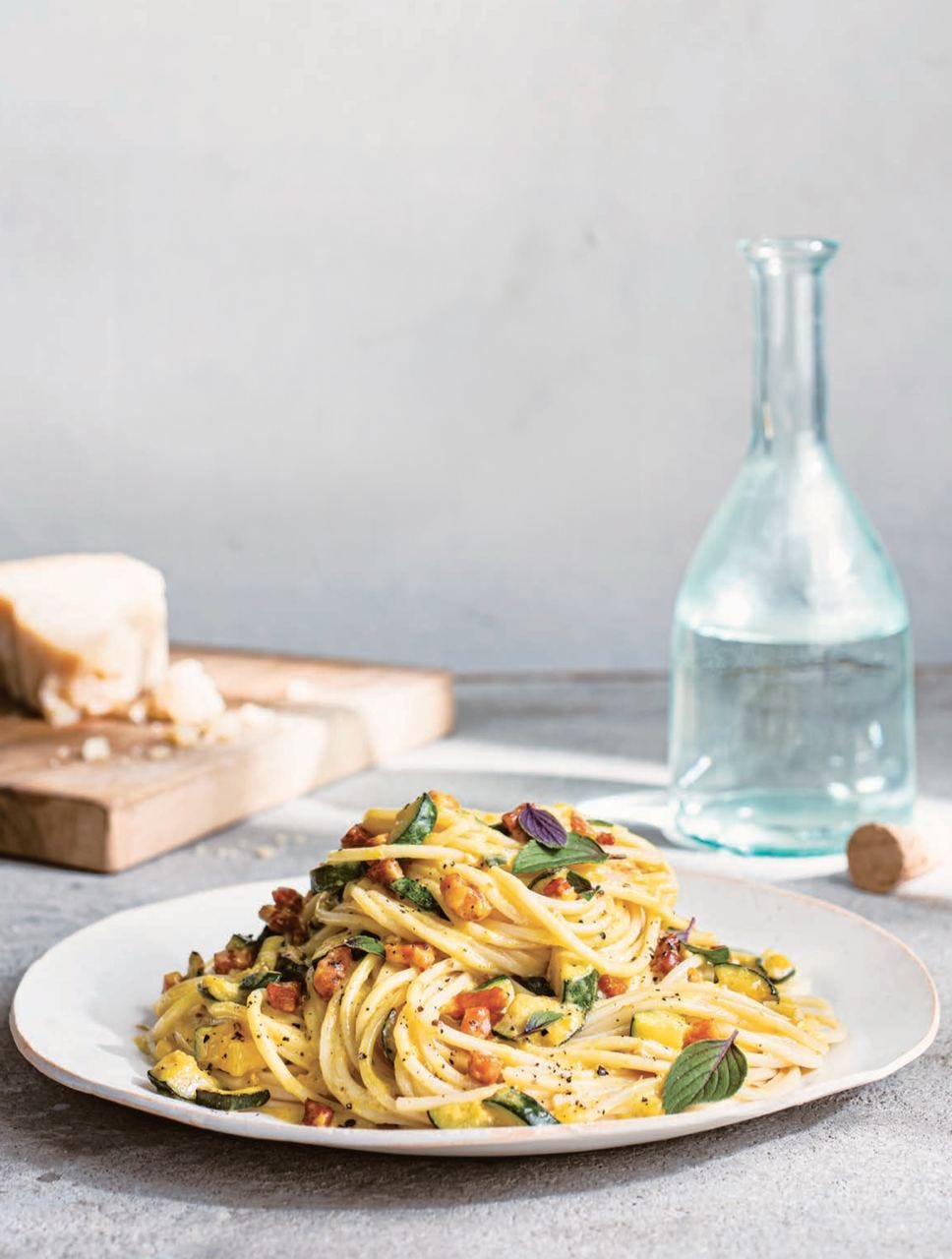 Spaghetti alla Chitarra with Zucchini and Saffron Cream by Domenica
