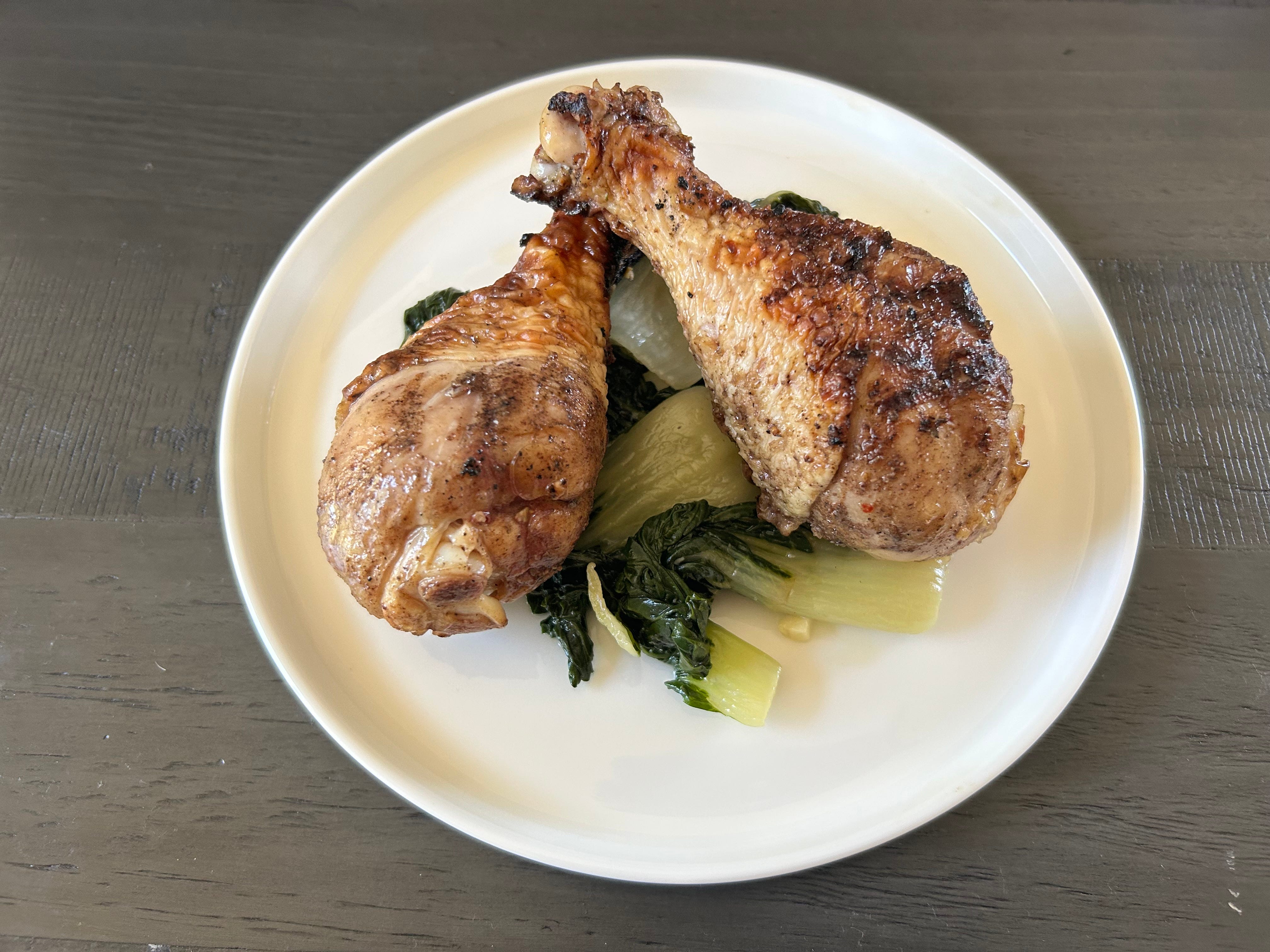 FiveSpice Grilled Chicken & Garlicky Bok Choy