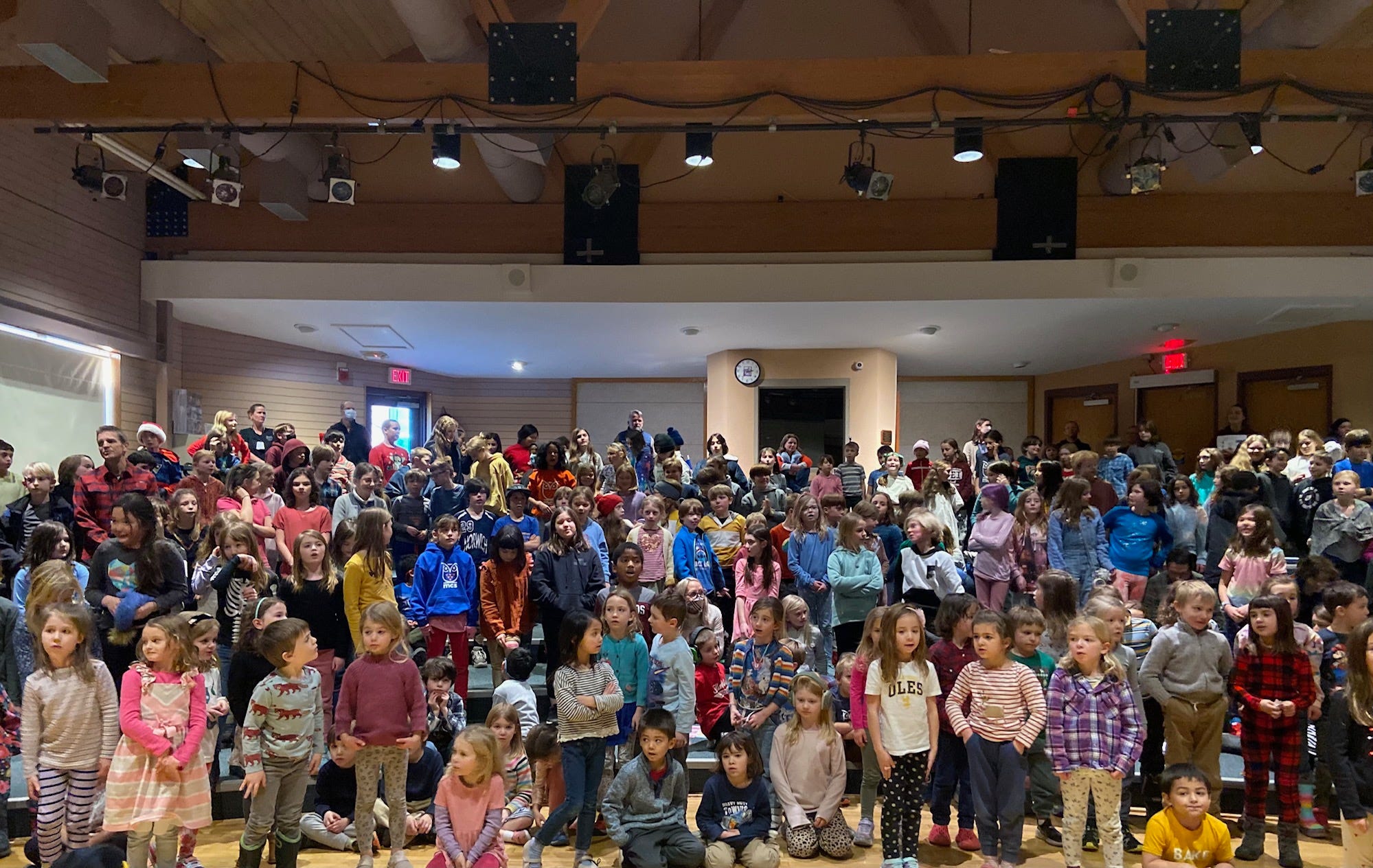Marion Cross students perform a song in honor of a Marion Cross staff