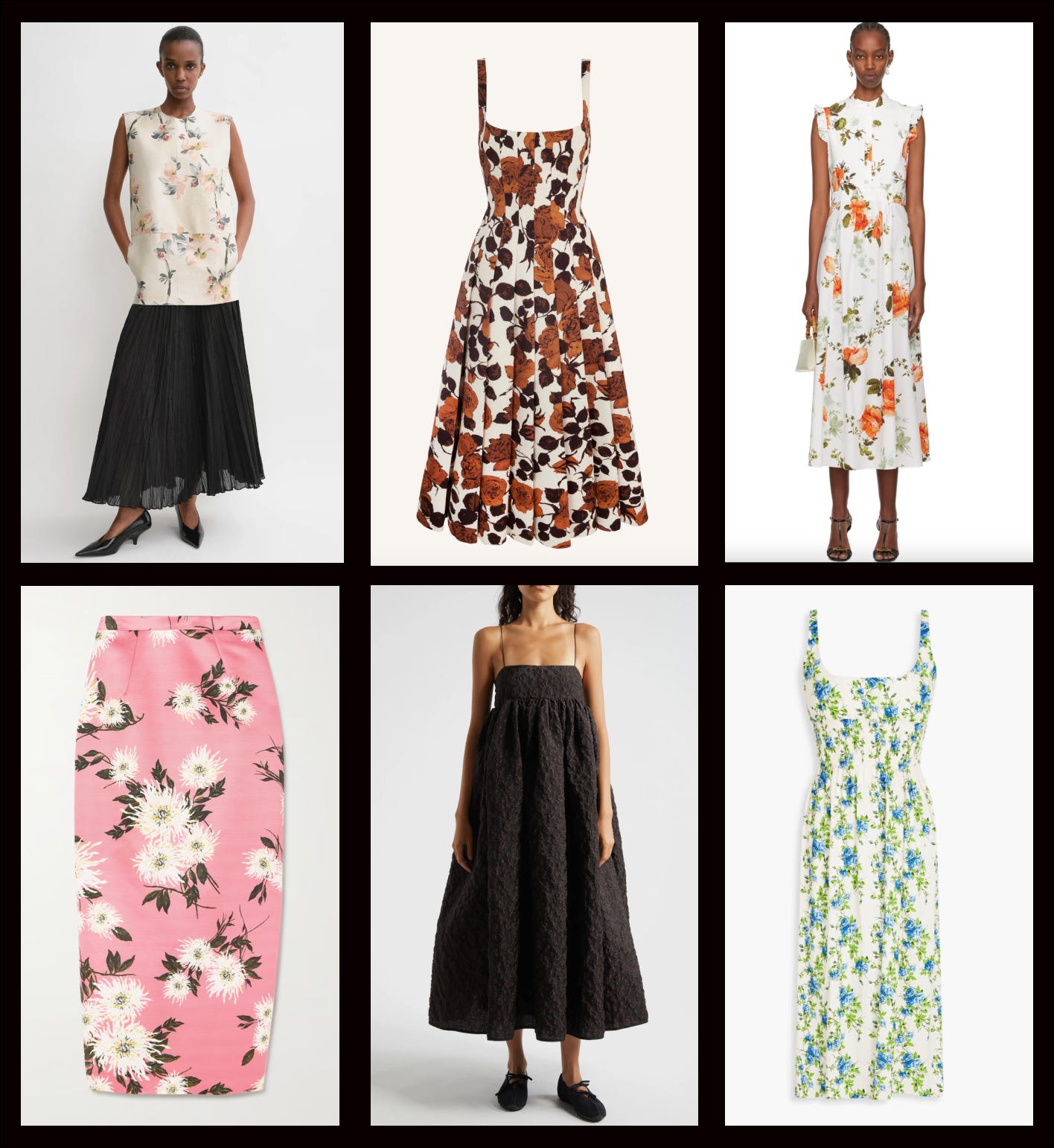 Black top floral bottom dress online