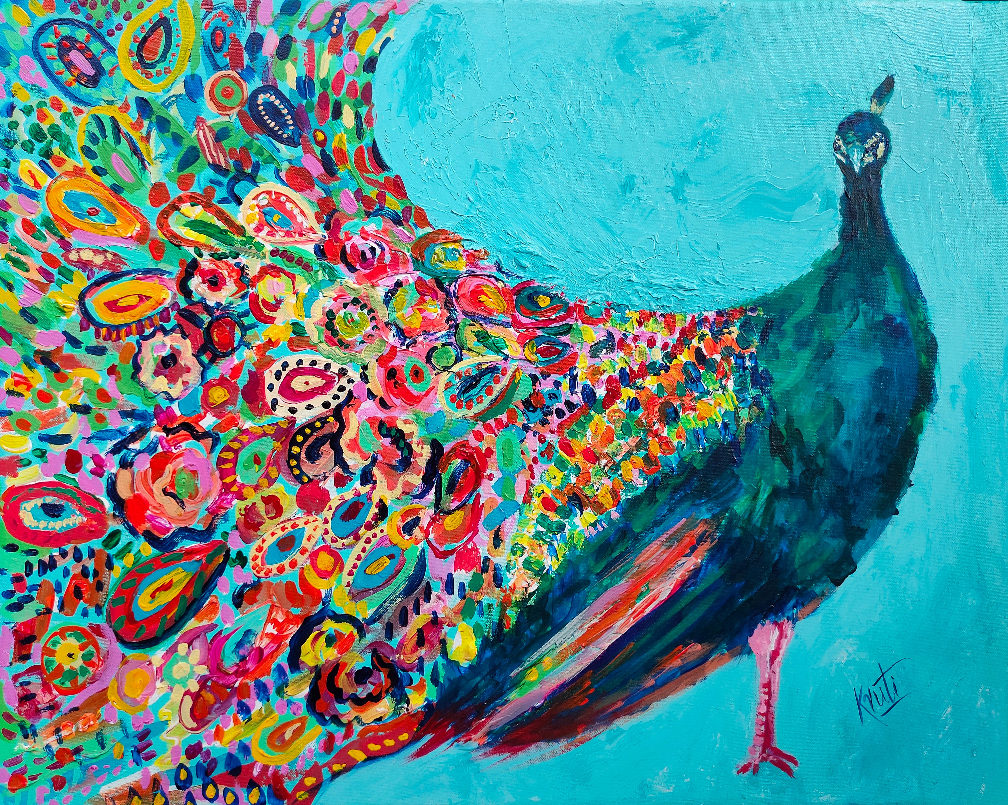 Peacock Paradise My Vibrant Painting of a Majestic Bird