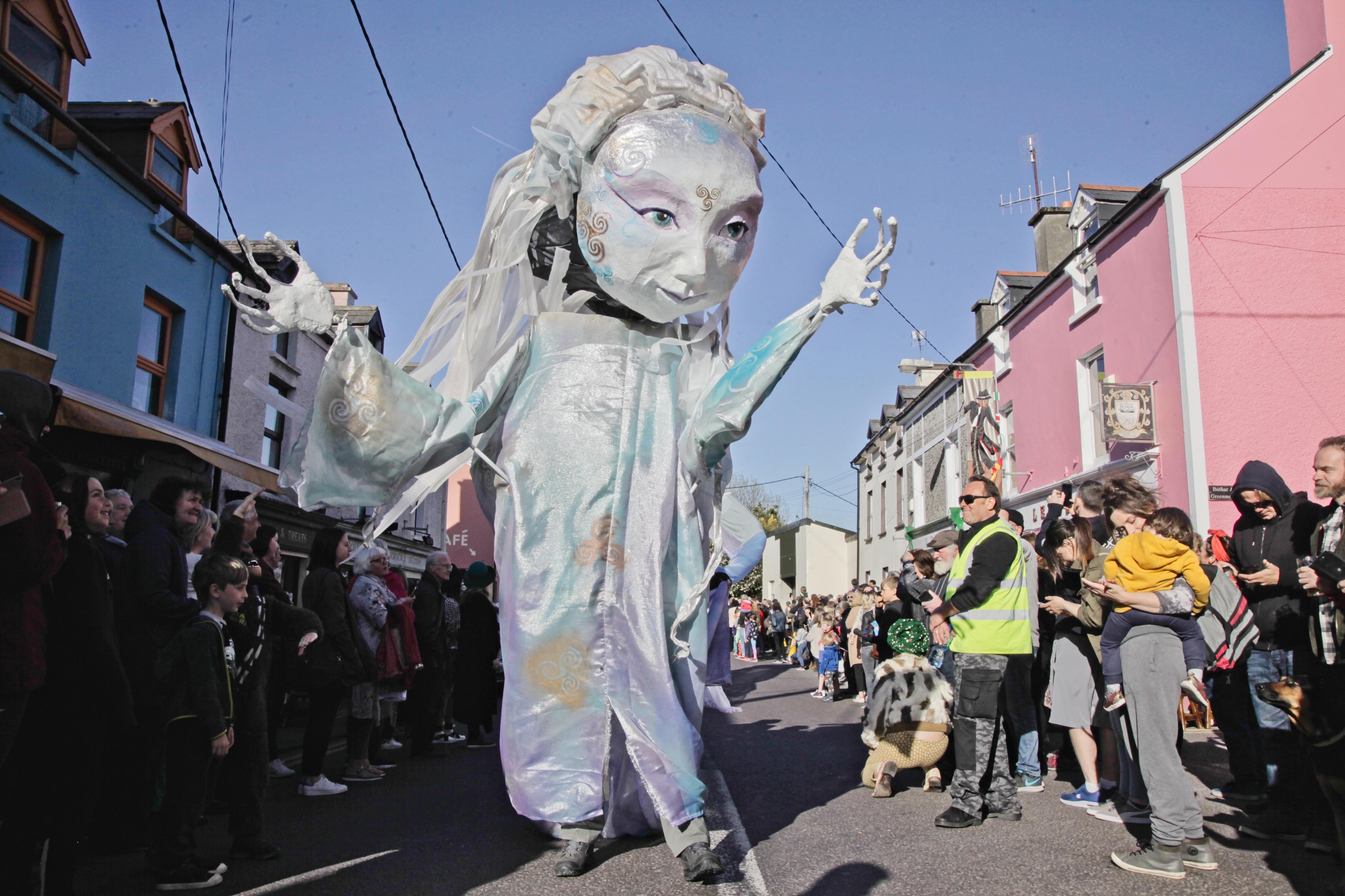 Back with a bang and a giant puppet head at the launch of Ballydehob