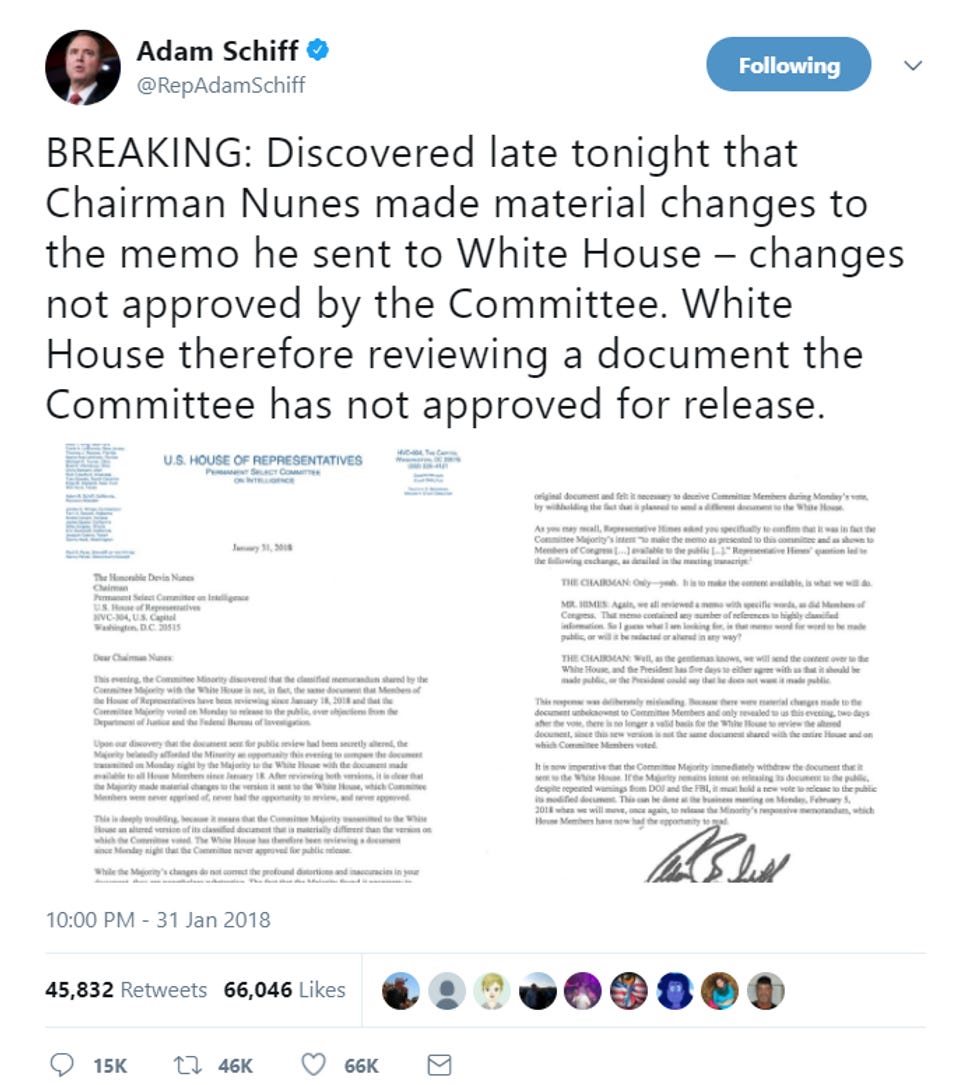 SURE, LET'S TALK ABOUT THE GODDAMNED DEVIN NUNES MEMO SOME MORE, WHY ...