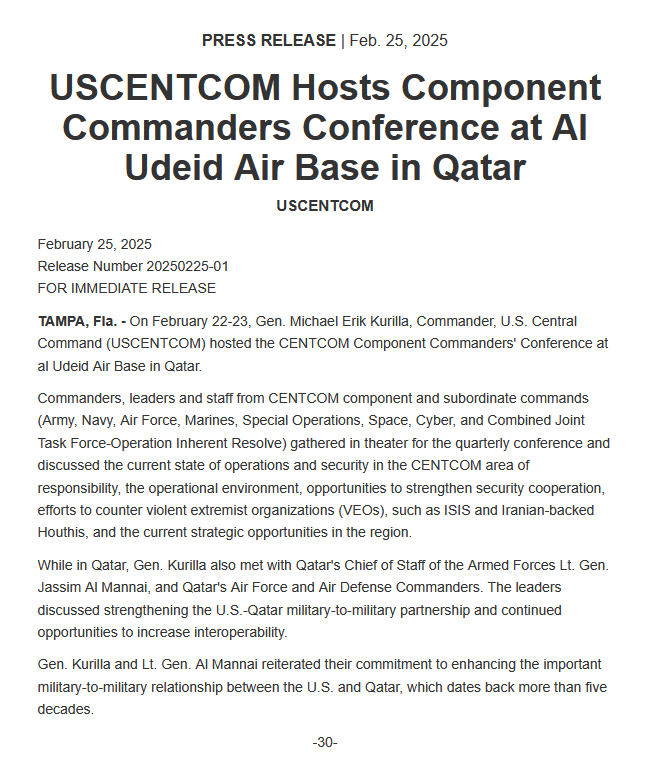 US Intensifies Pressure On Iran: CENTCOM Conference in Qatar Coincides ...