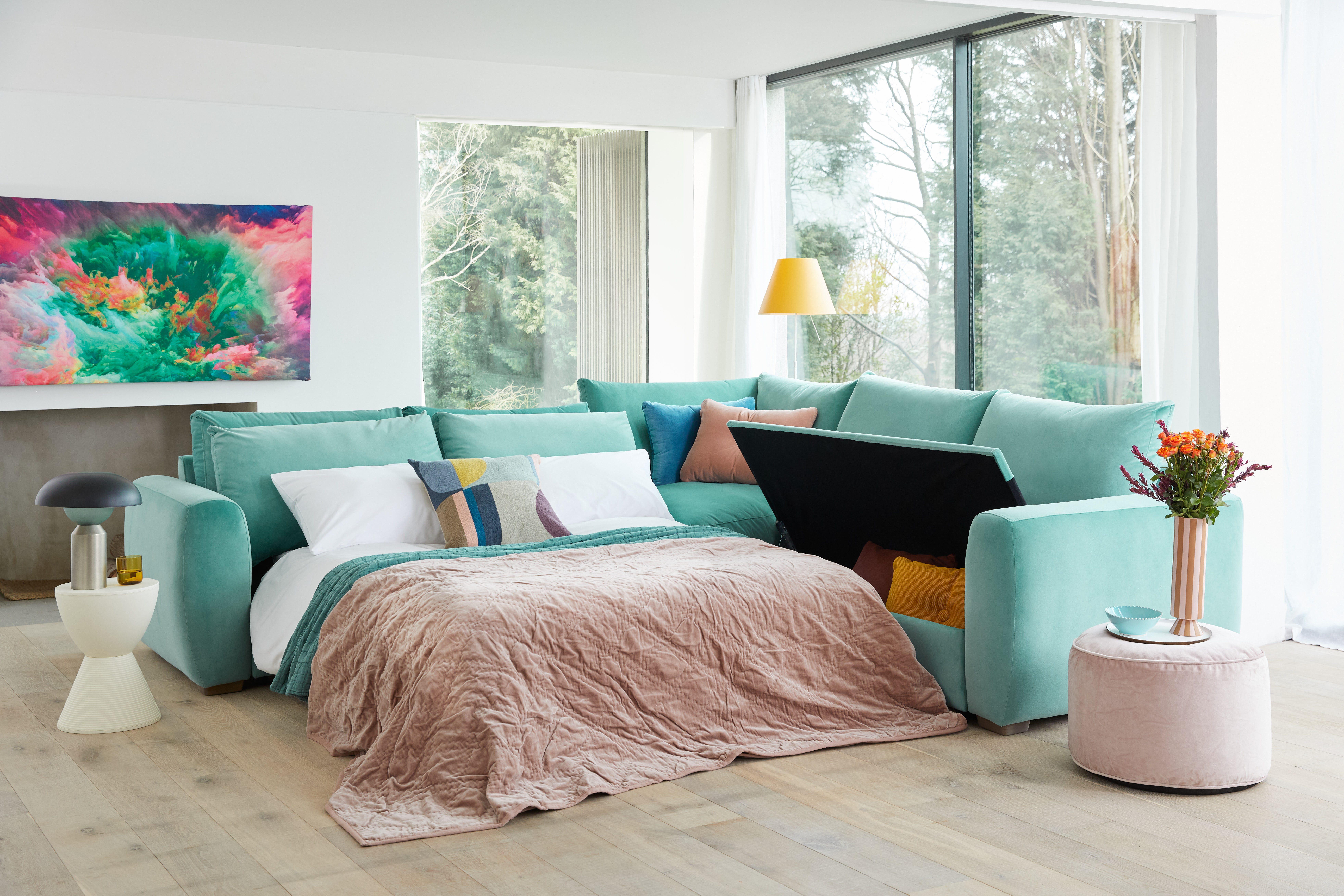Snug teal sofa sales