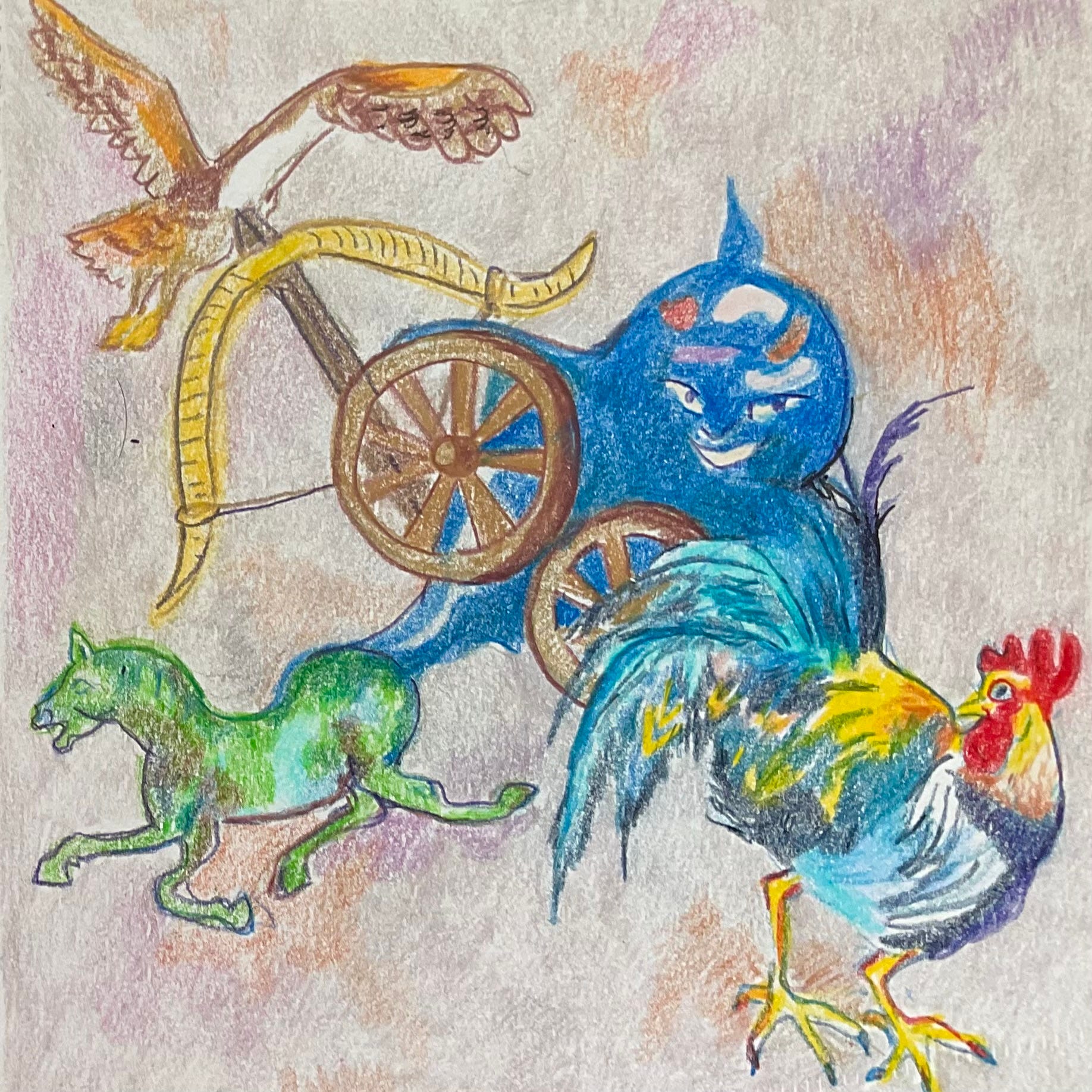 Drawing Zhuangzi with colored pencils - by Helen De Cruz