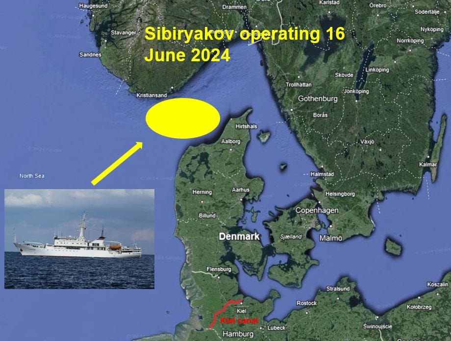 Russian research vessel “Sibiryakov” conducts operations in the Skagerrak