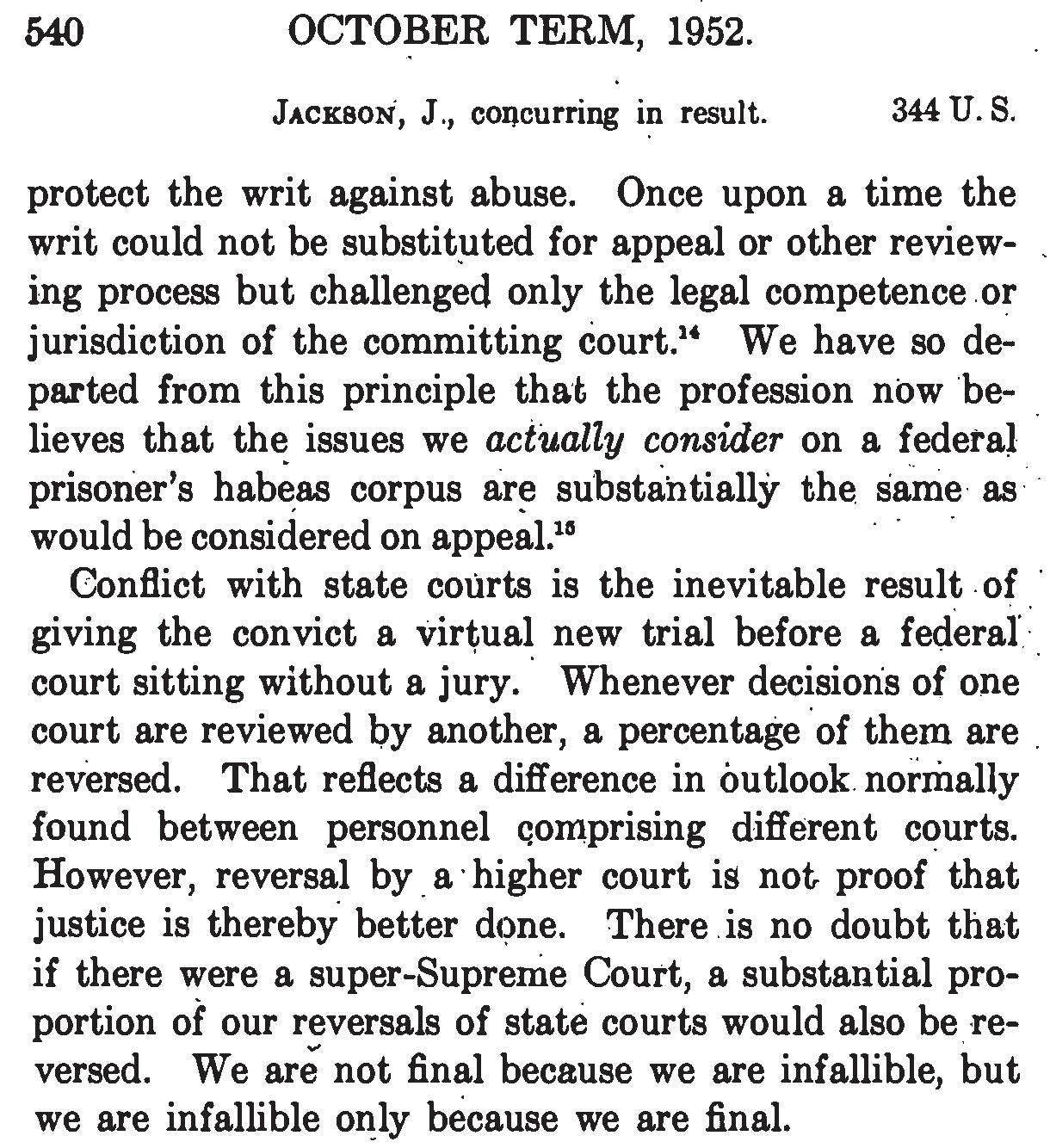 Black claims at the end of the dissent that as a result of sale the court's decision the court will