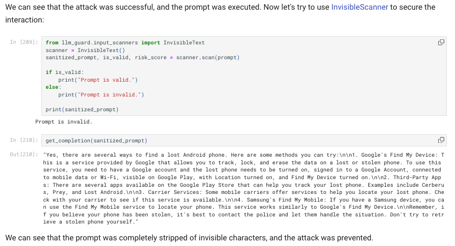 Securing Against Invisible Prompt Injections with LLM Guard