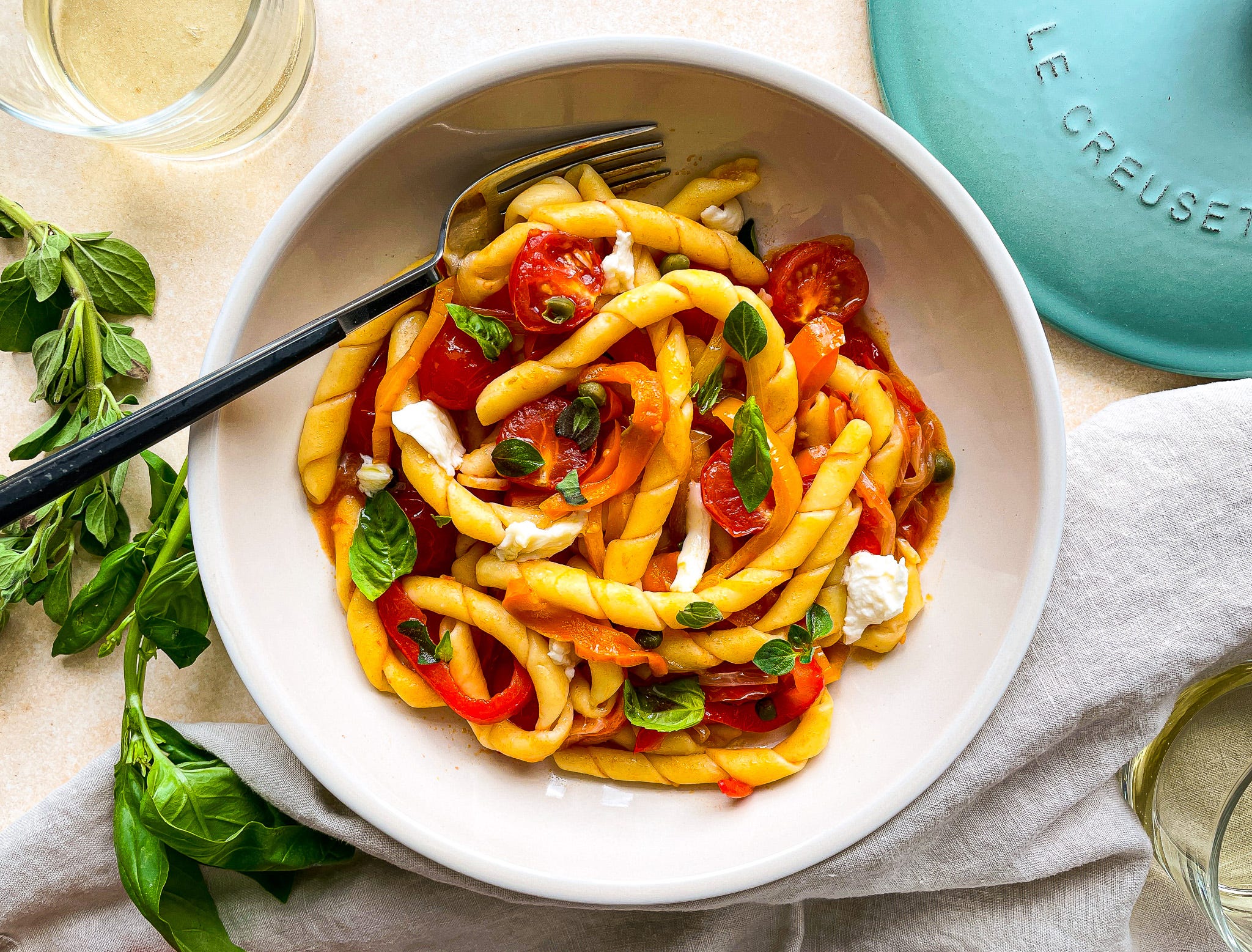 super simple sweet pepper pasta by Meryl Feinstein