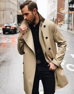 Beige coat outfit mens discount