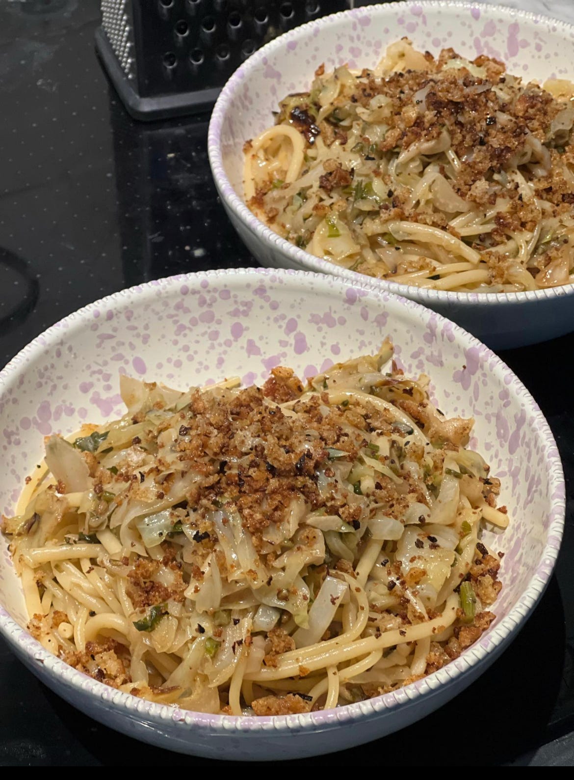 Sweetheart cabbage and anchovy spaghetti with chilli pangrattato
