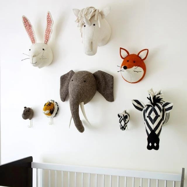 Plush animal head wall shop mount