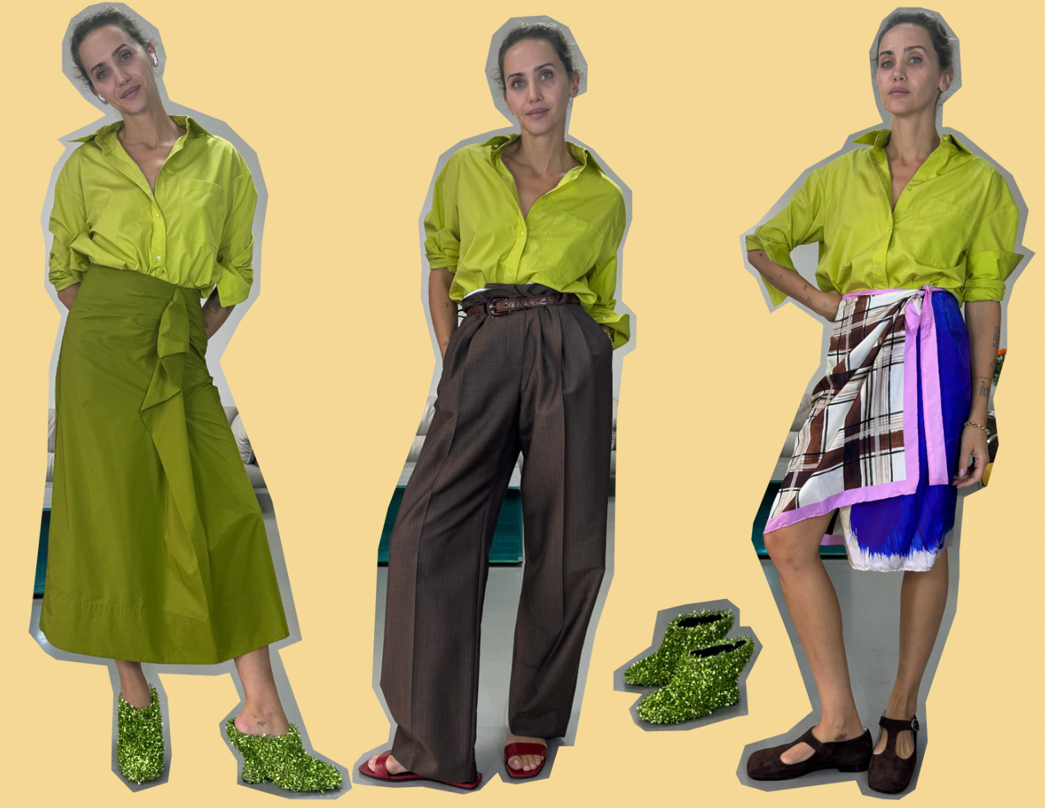 Yellow skirt outfit 64 on sale