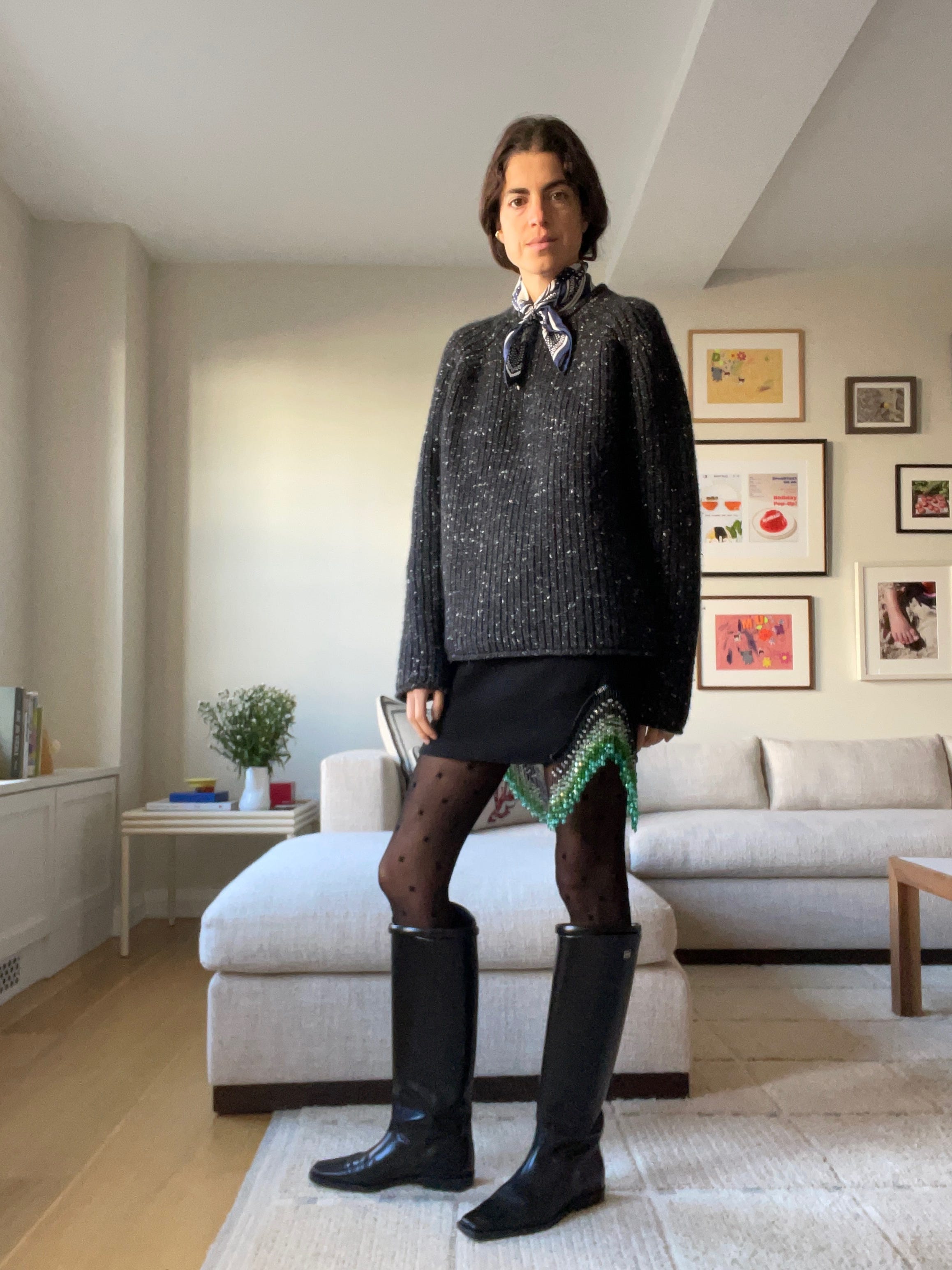 Skirt sweater tights boots hot sale